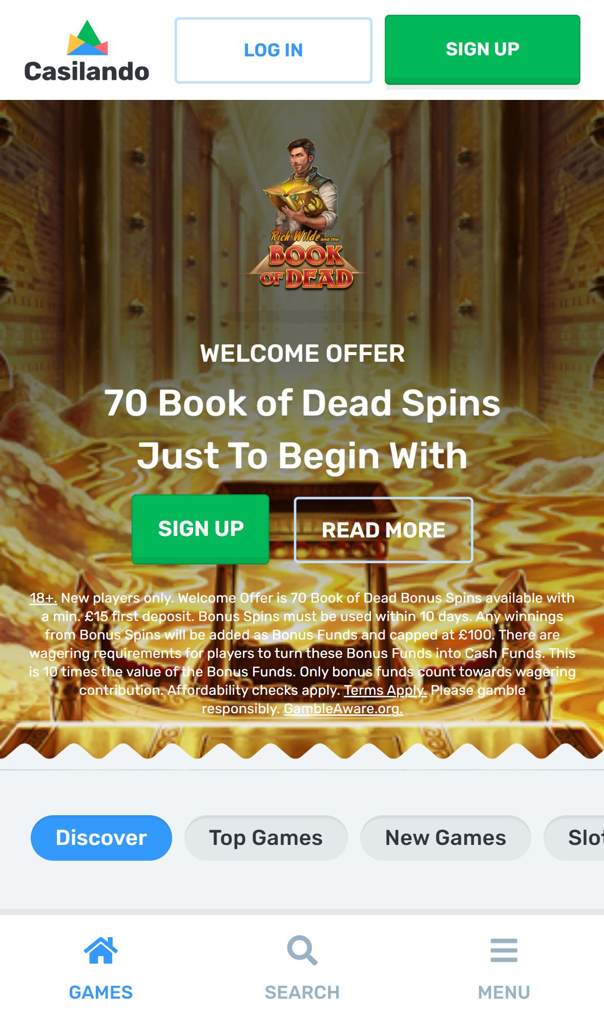 Casilando — Homepage (Mobile)