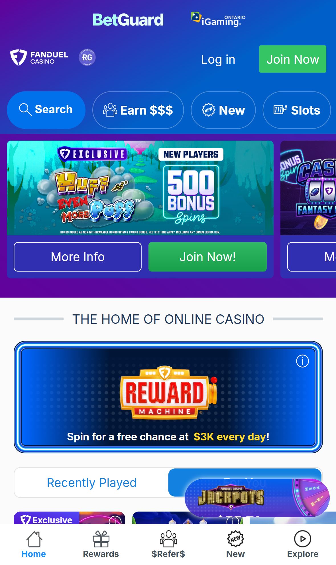 FanDuel Casino — Homepage (Mobile)