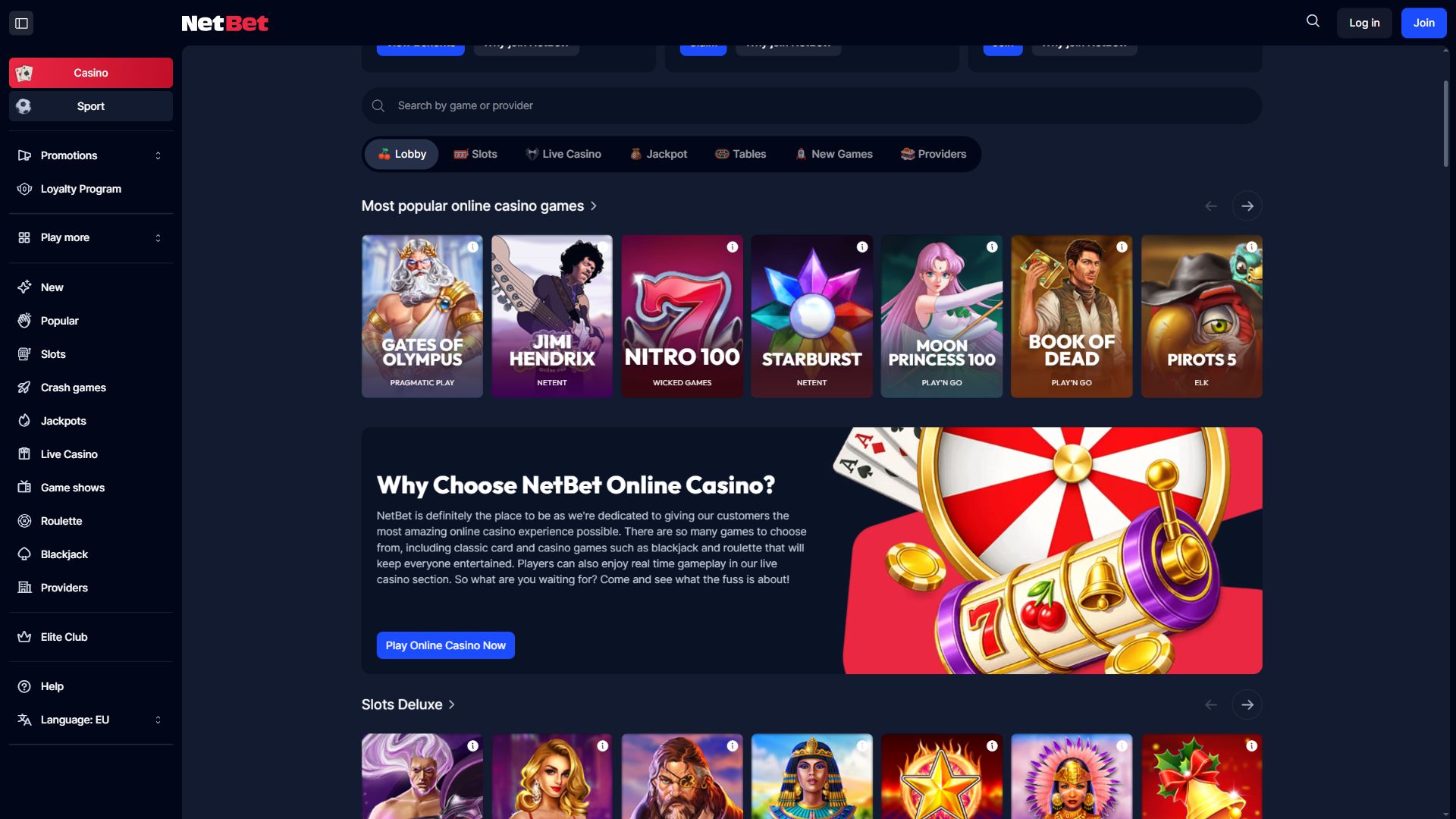 NetBet — Homepage (Desktop)