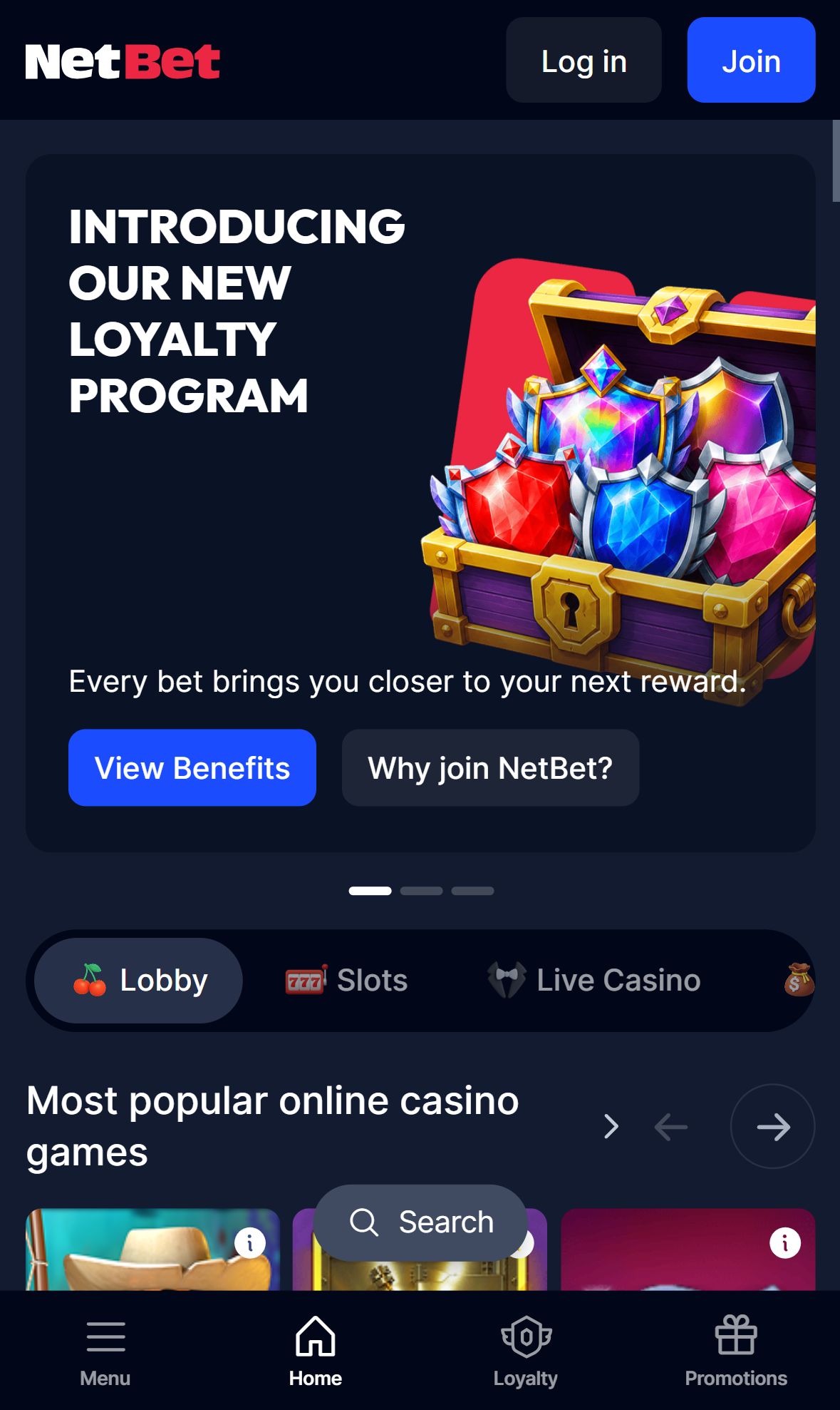 NetBet — Homepage (Mobile)
