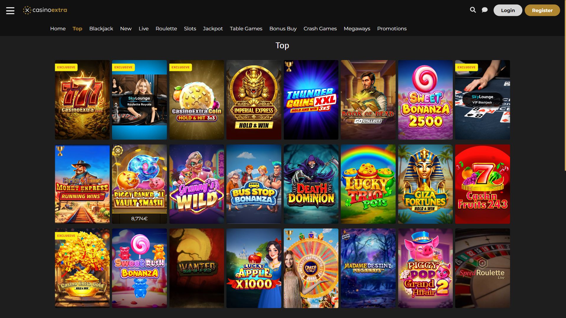 Casino Extra — Lobby (Desktop)