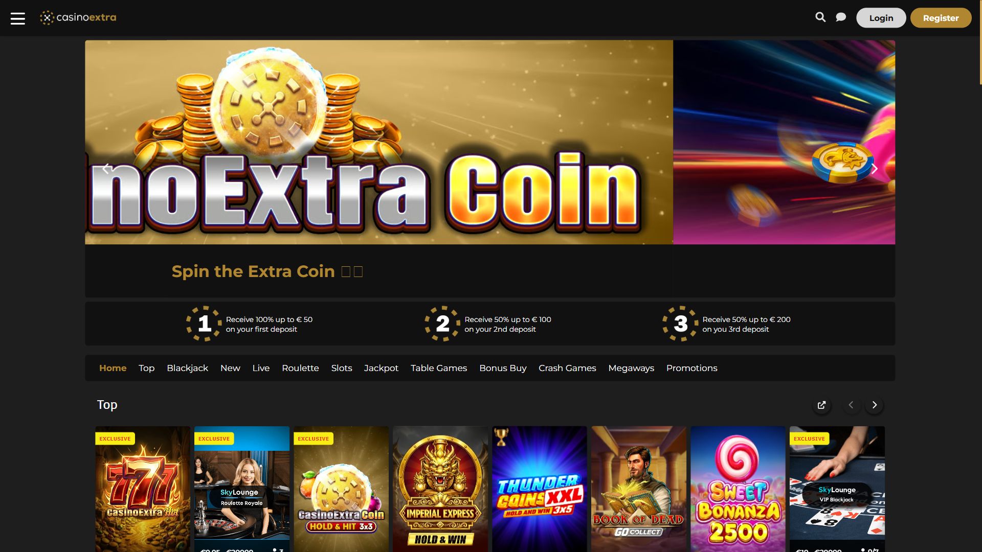 Casino Extra — Homepage (Desktop)