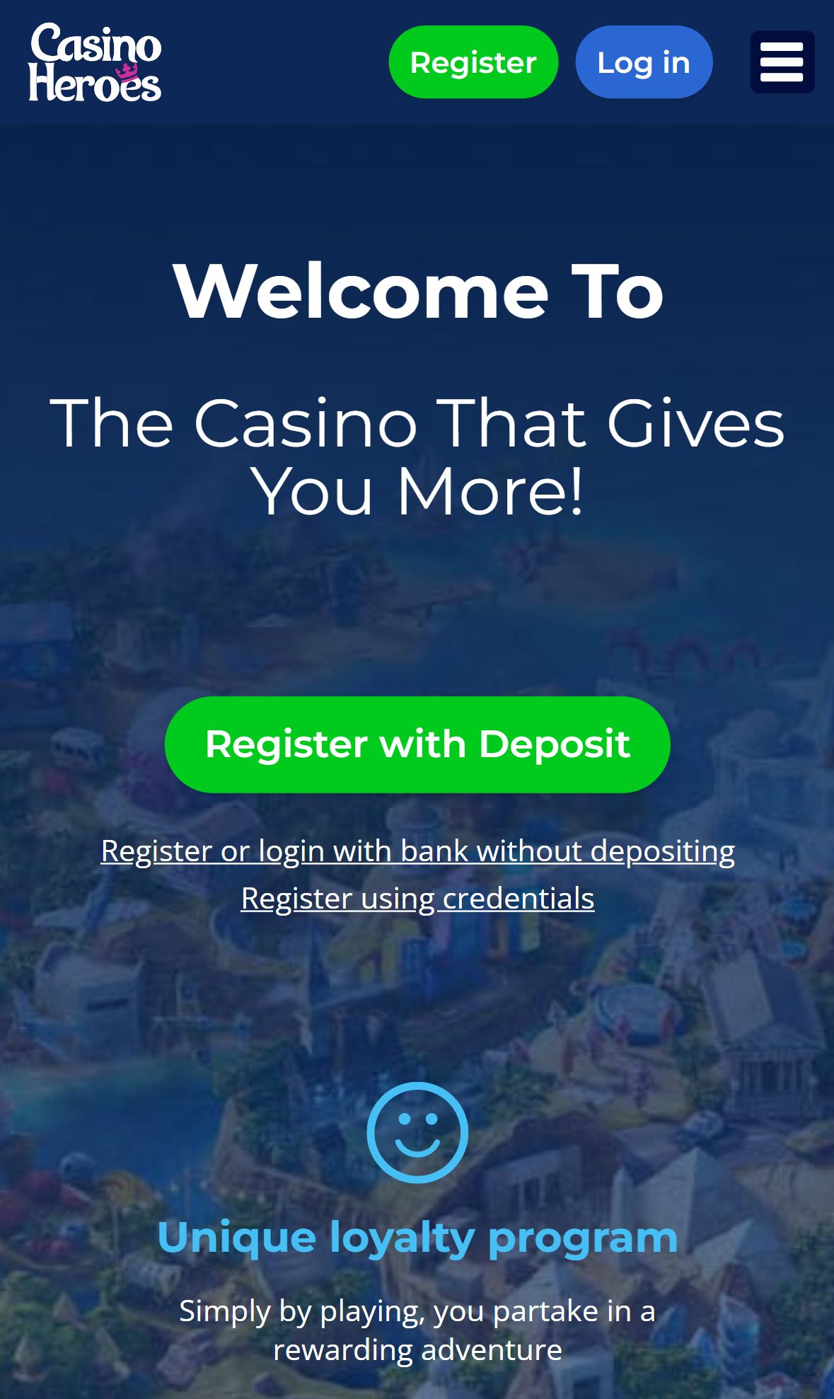 Casino Heroes — Homepage (Mobile)