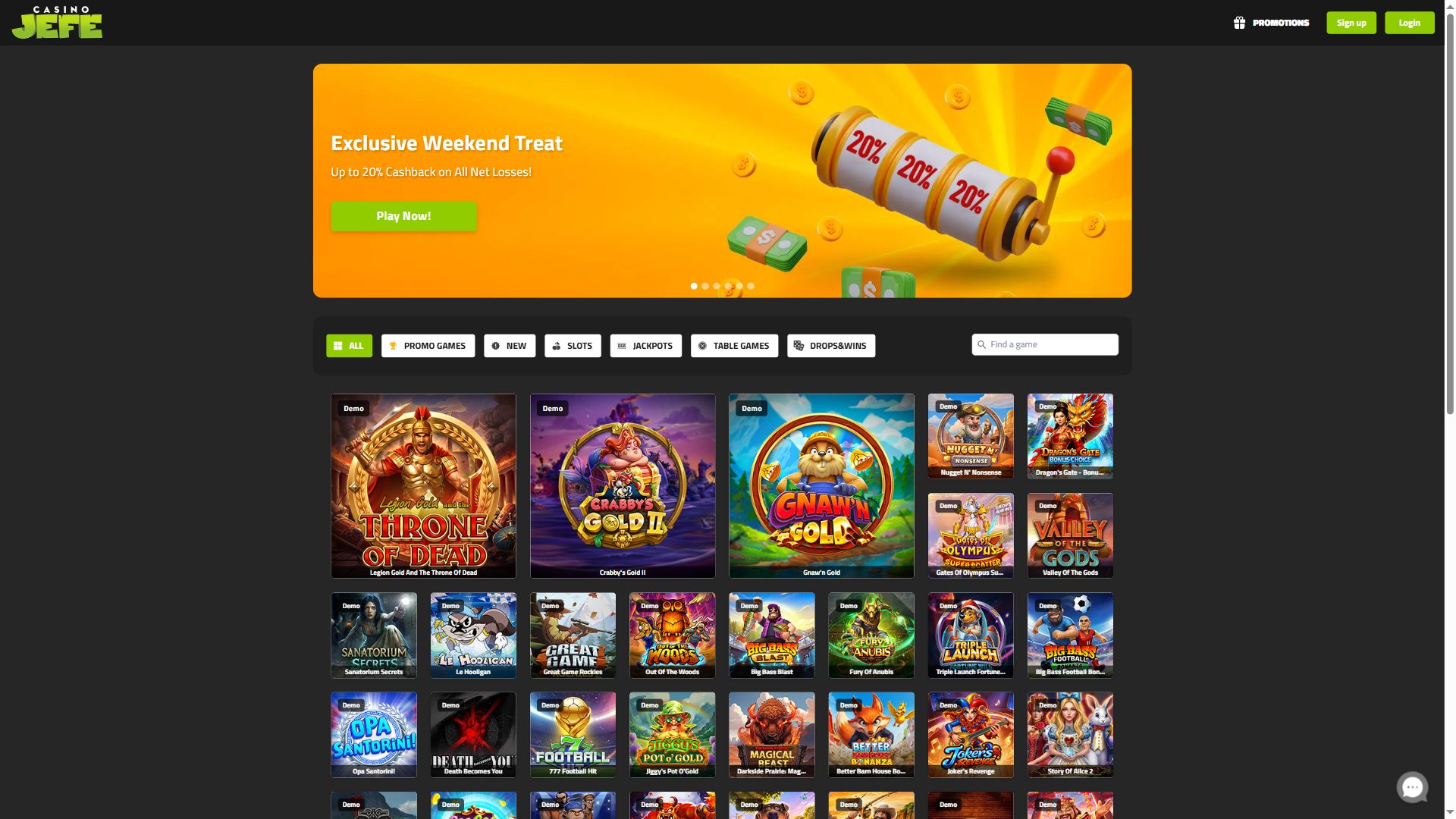 CasinoJefe — Lobby (Desktop)