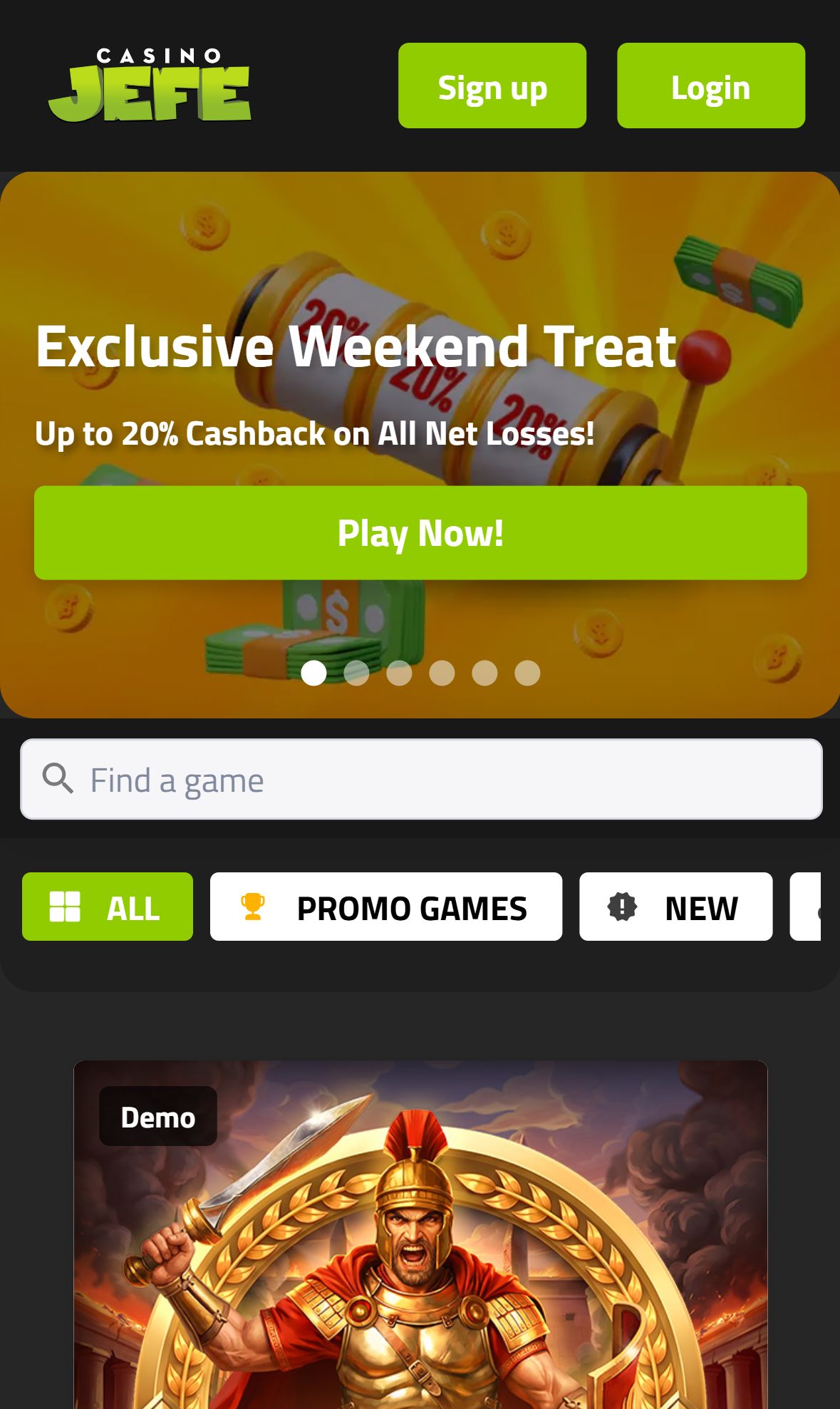 CasinoJefe — Lobby (Mobile)