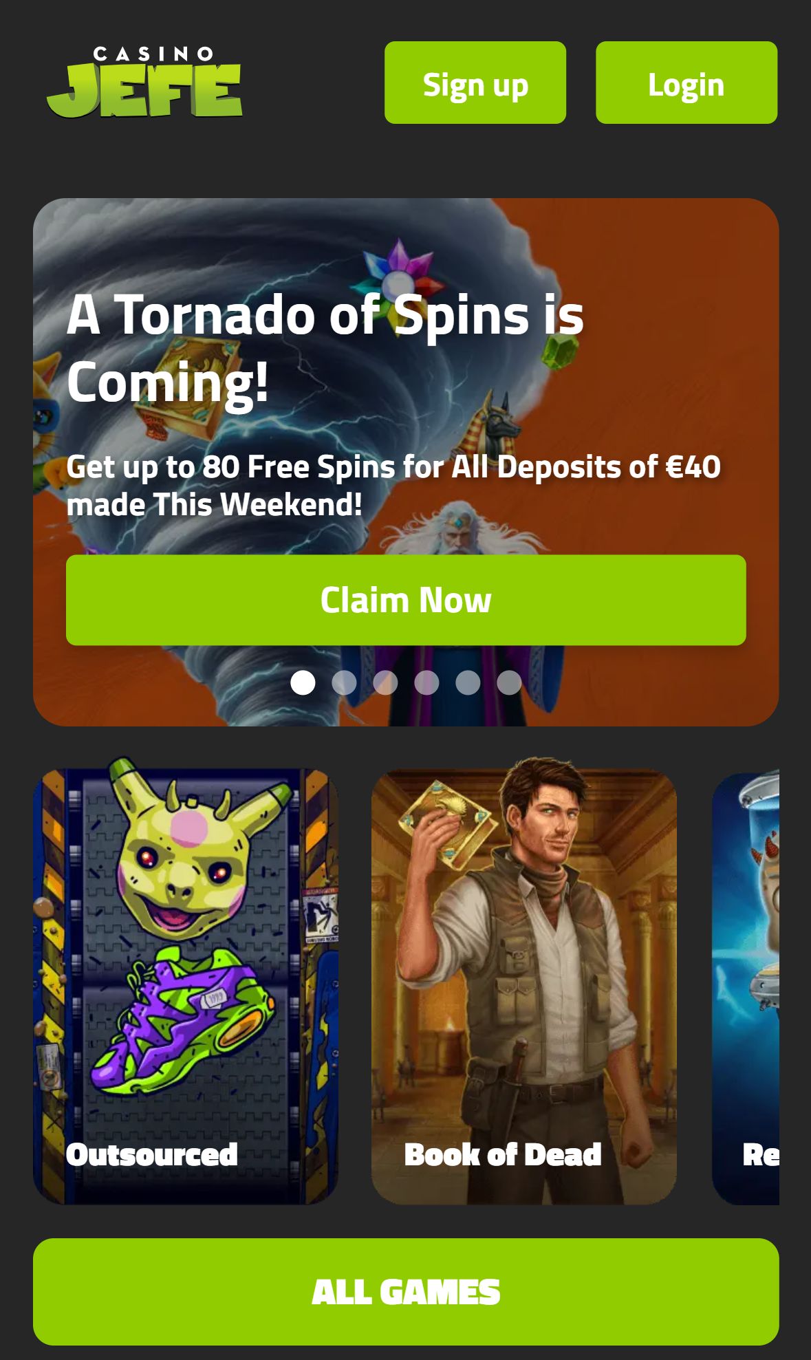 CasinoJefe — Homepage (Mobile)