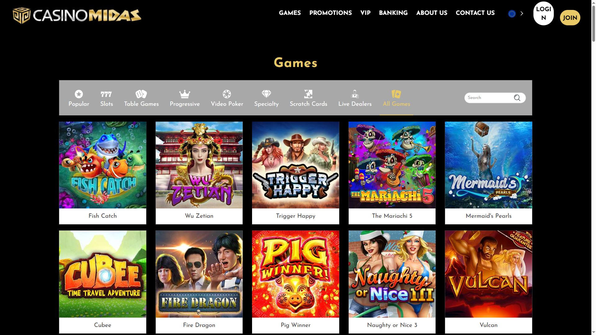 Casino Midas — Lobby (Desktop)