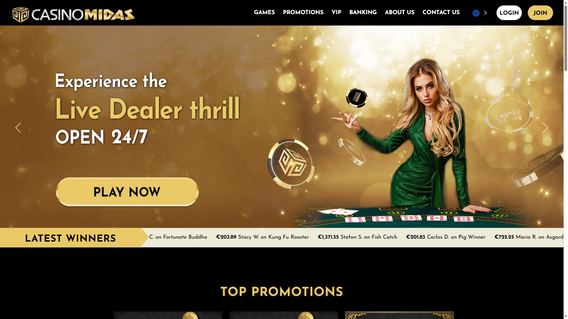 Casino Midas — Startseite (Desktop)