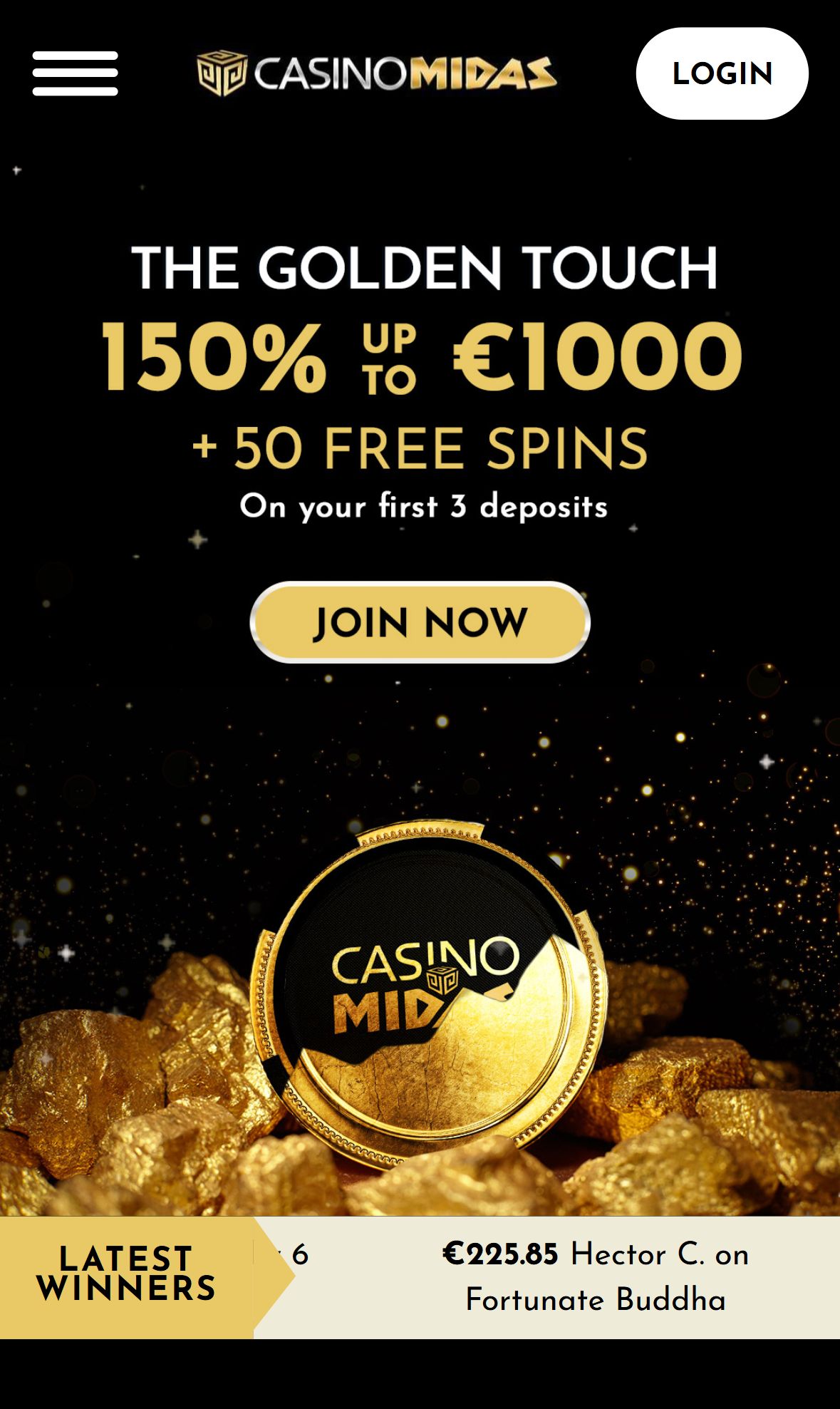 Casino Midas — Startseite (Mobil)