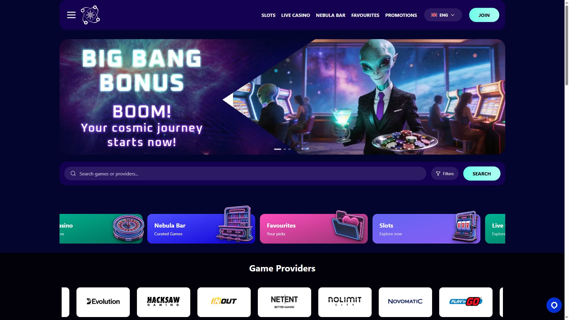 Casino Nova — Homepage (Desktop)