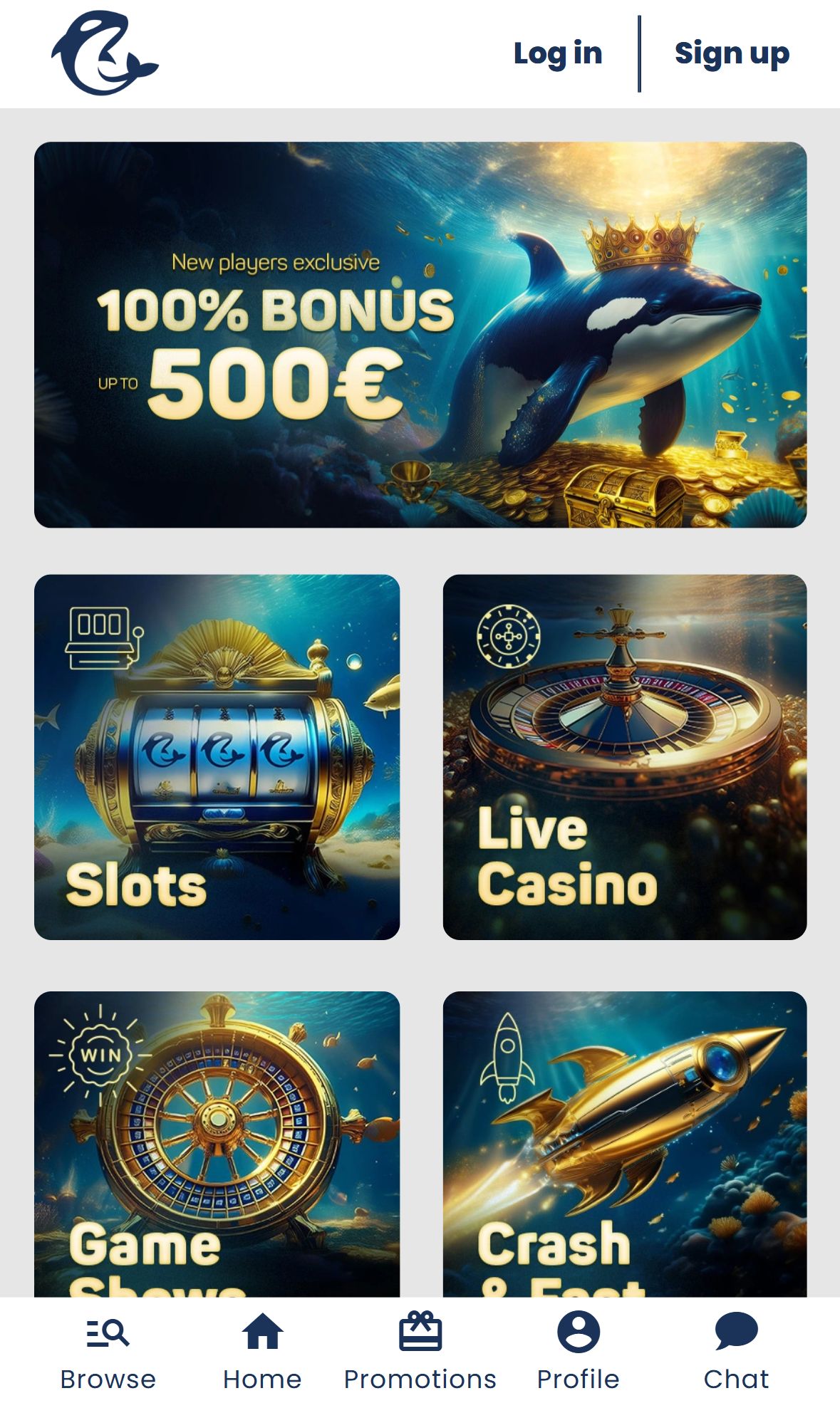 Casino Orca — Homepage (Mobile)