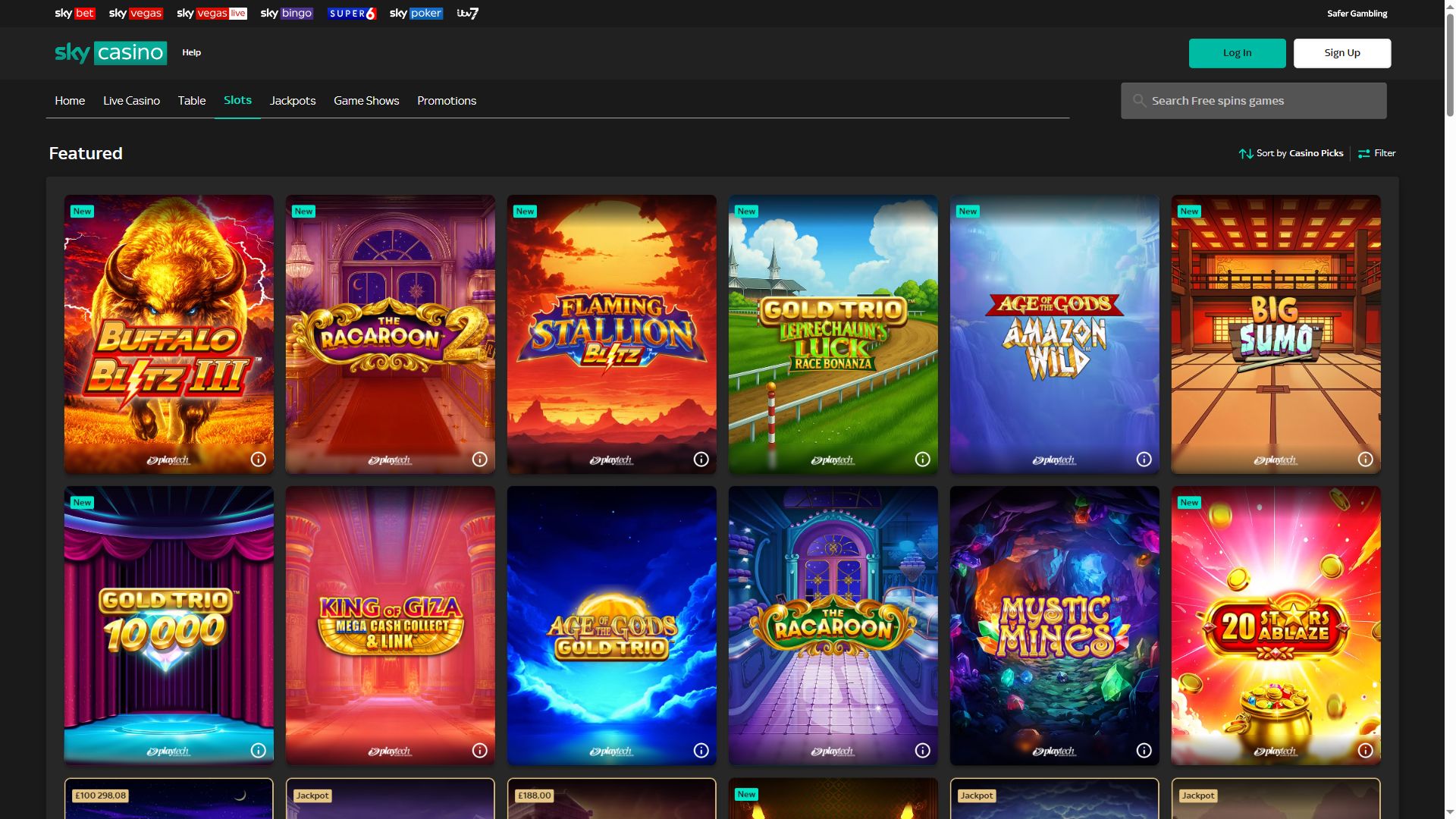 Sky Casino — Lobby (Desktop)
