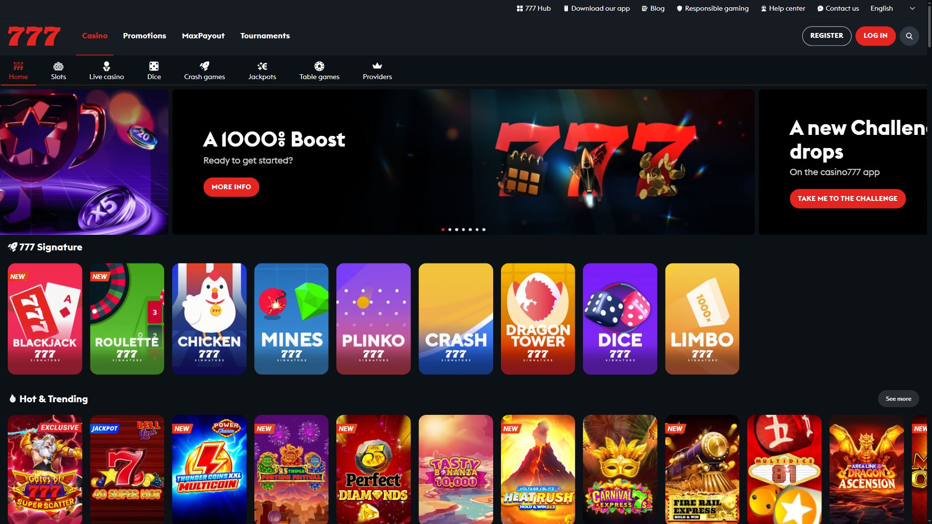 Casino777 — Homepage (Desktop)