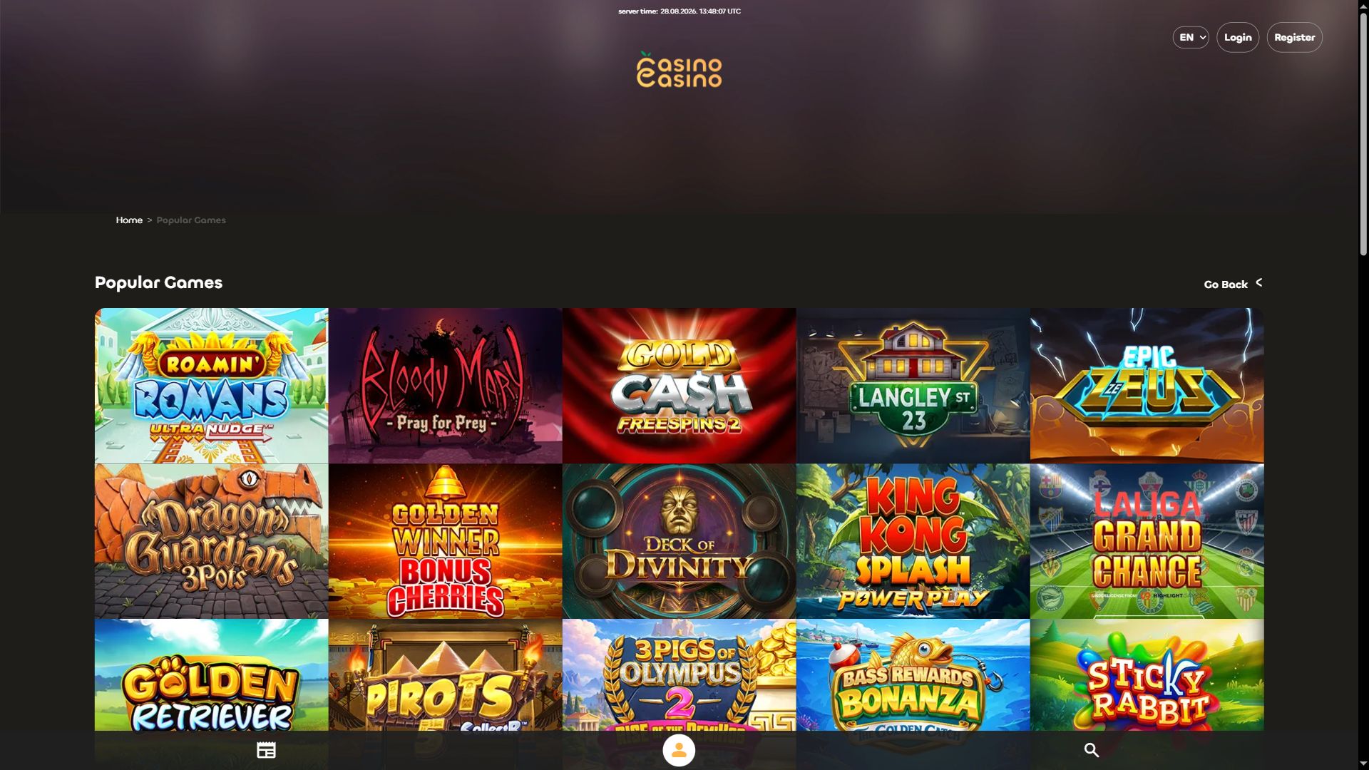 CasinoCasino — Lobby (Desktop)