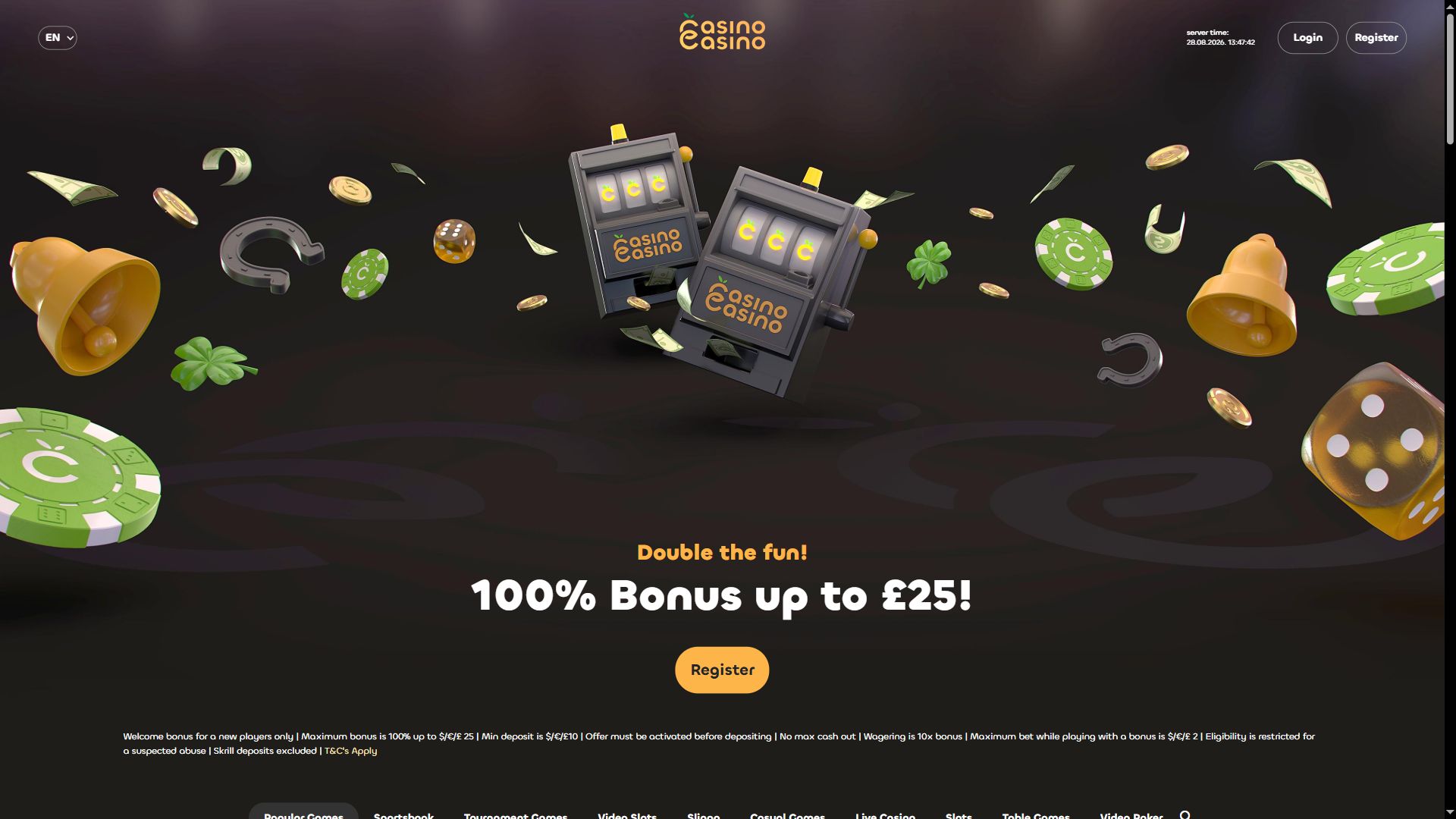 CasinoCasino — Homepage (Desktop)