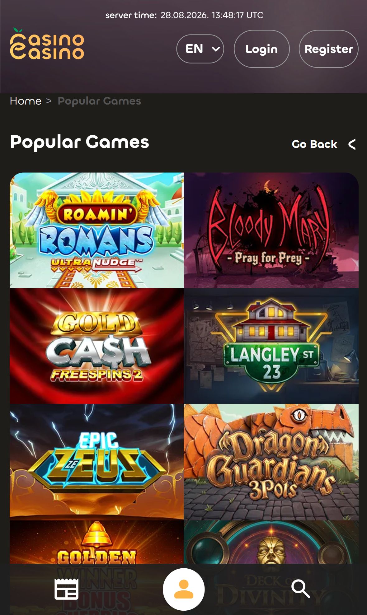 CasinoCasino — Lobby (Mobile)