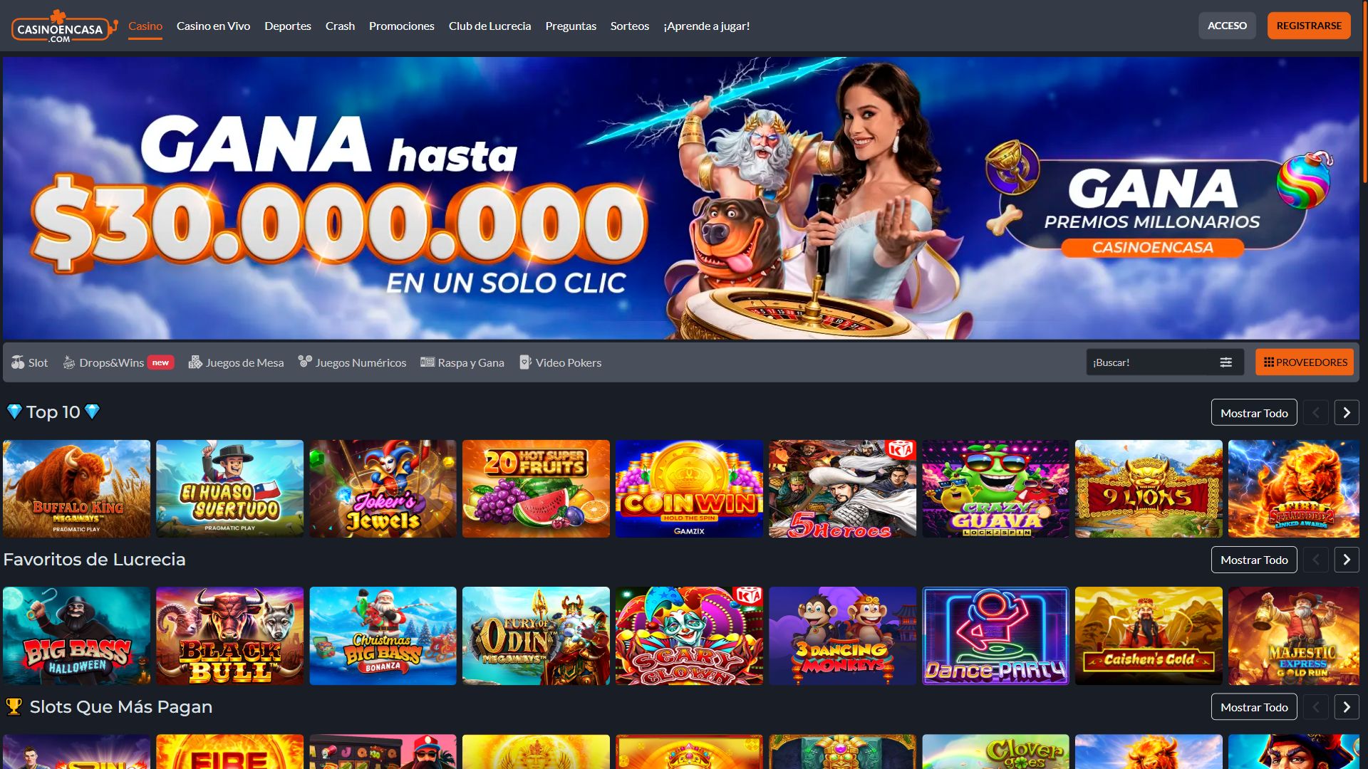 Casinoencasa — Lobby (Desktop)