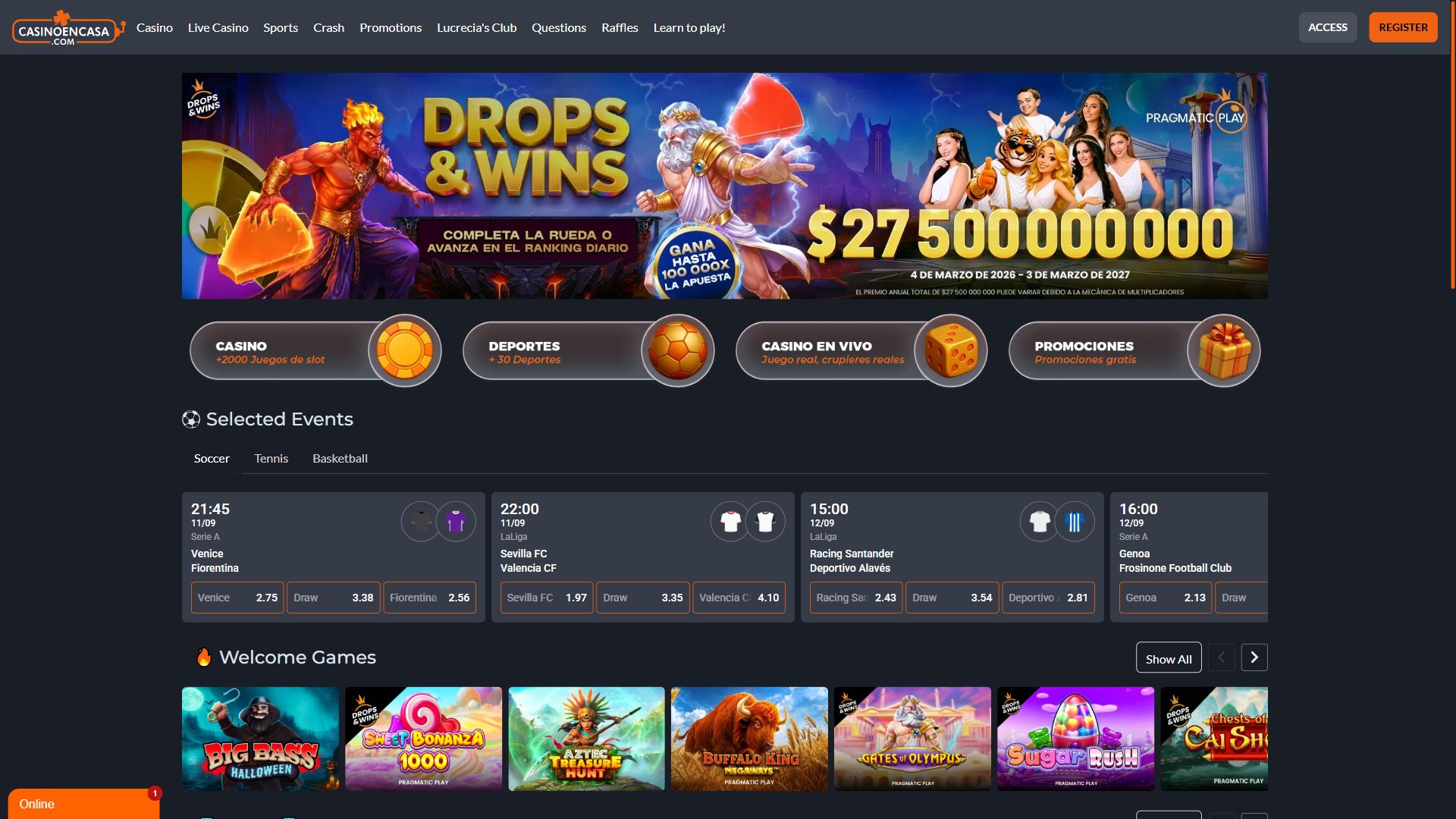 Casinoencasa — Homepage (Desktop)