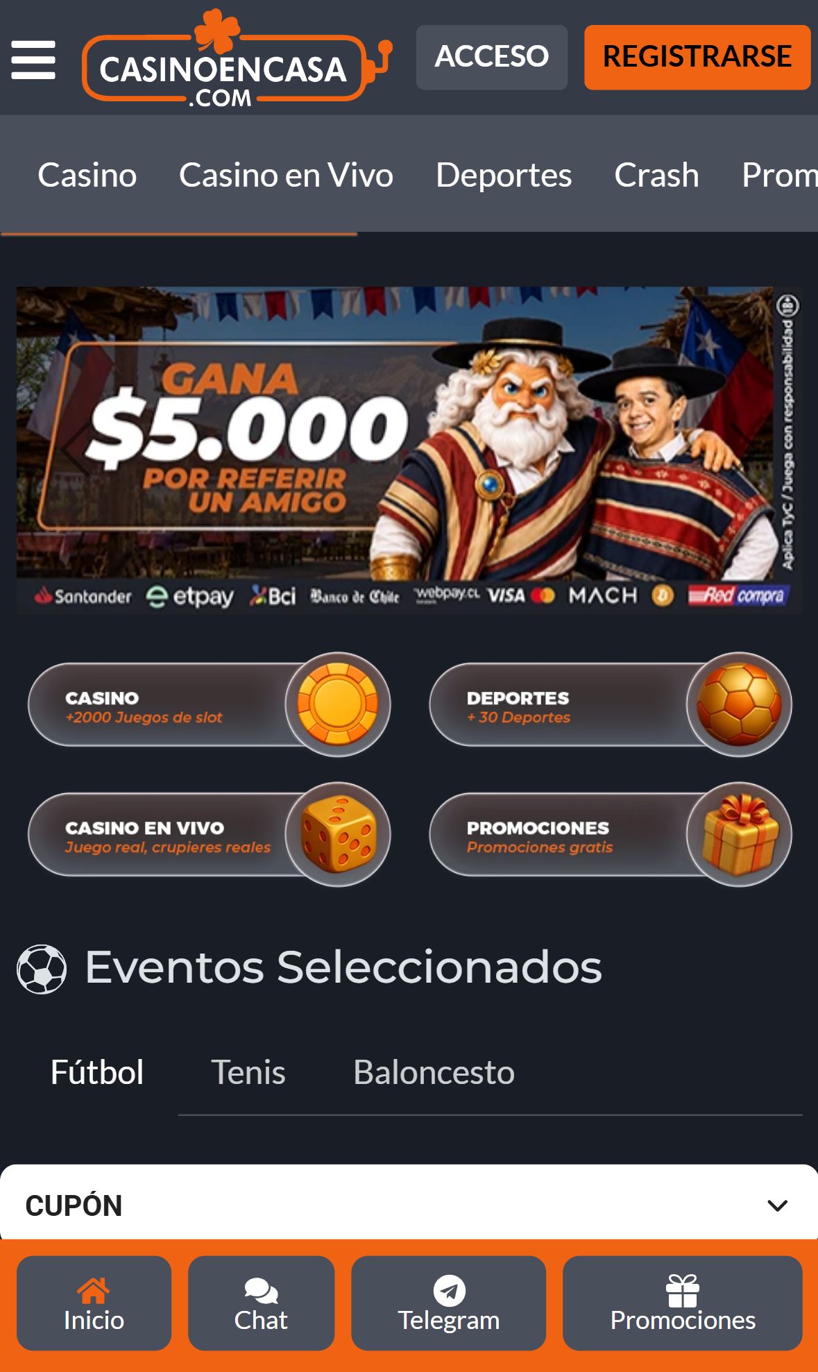 Casinoencasa — Homepage (Mobile)