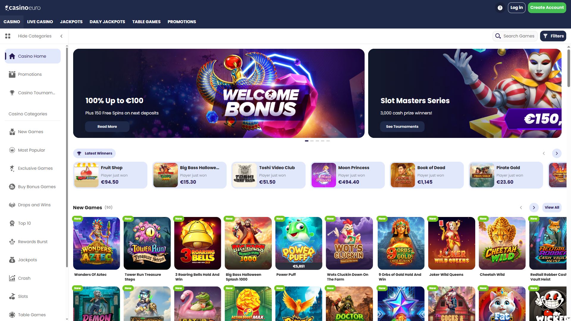 CasinoEuro — Lobby (Desktop)