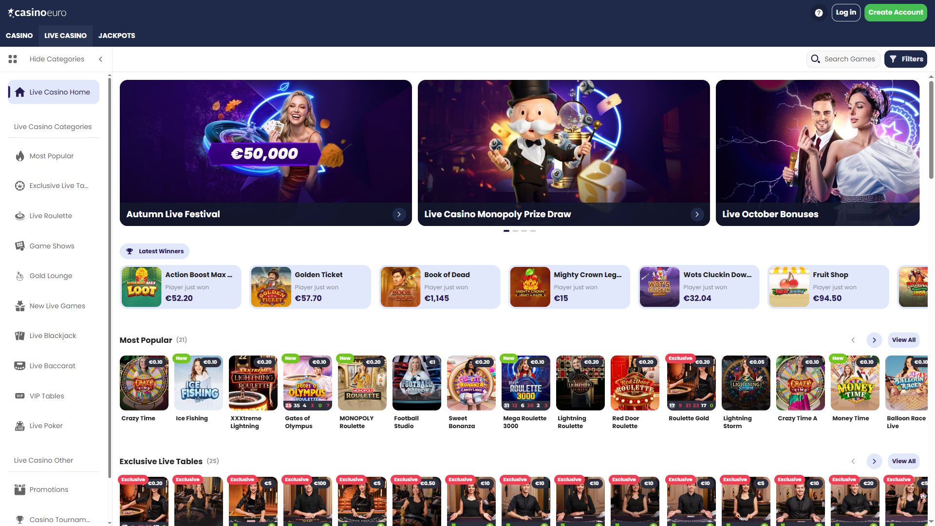CasinoEuro — Homepage (Desktop)