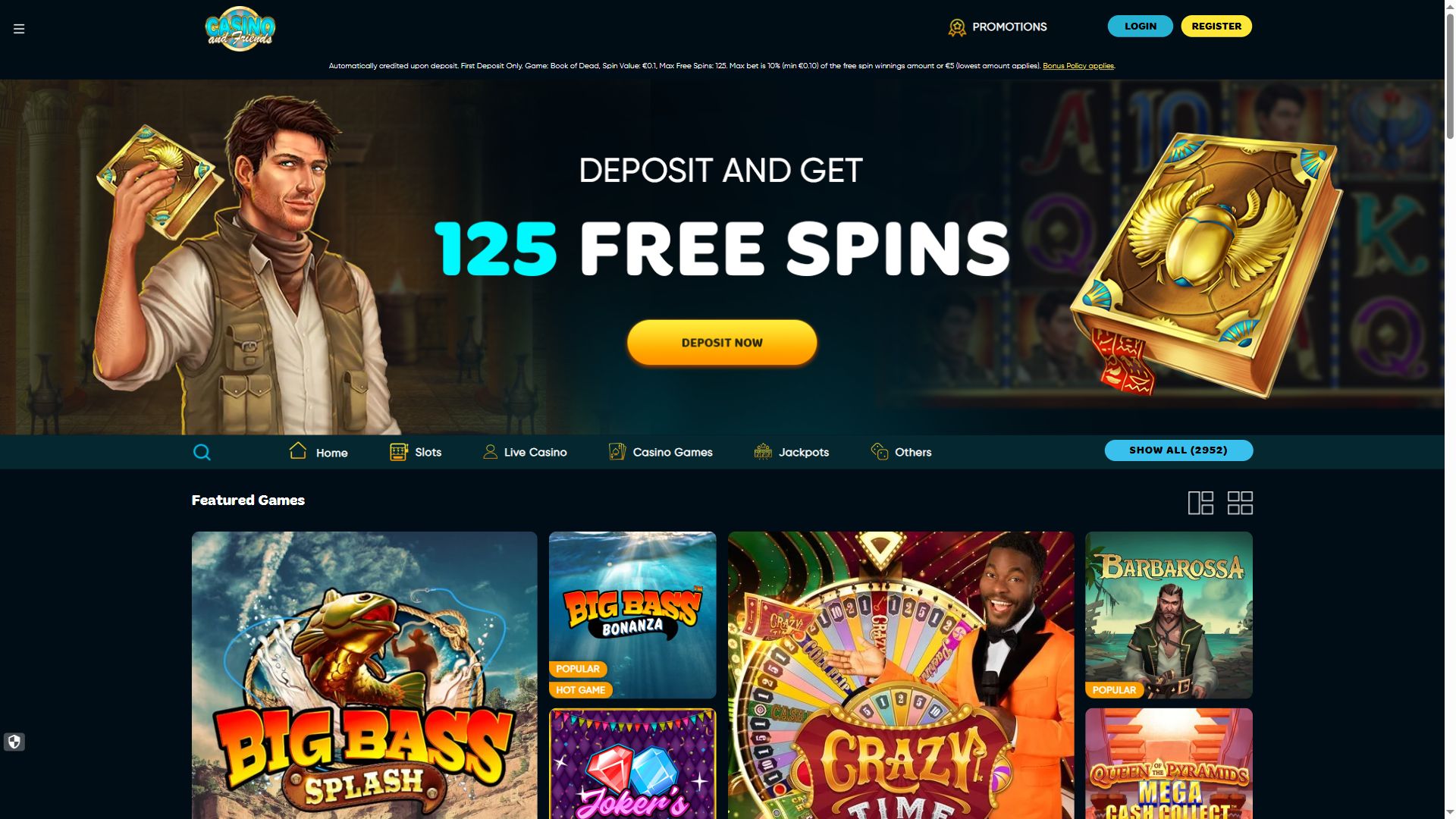 Casino and Friends — Homepage (Desktop)