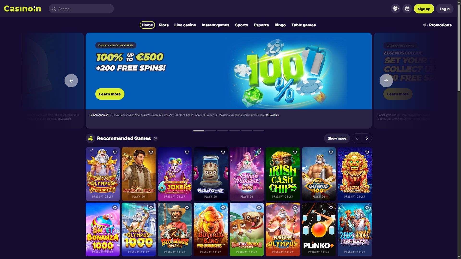 Casinoin — Homepage (Desktop)
