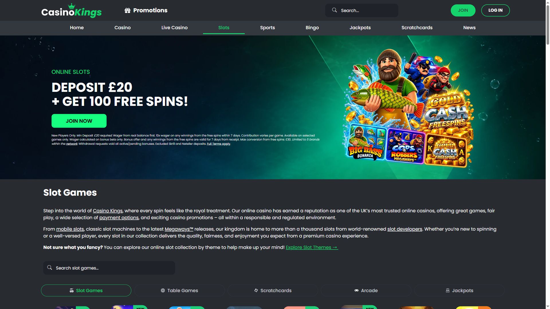 Casinokings — Lobby (Desktop)
