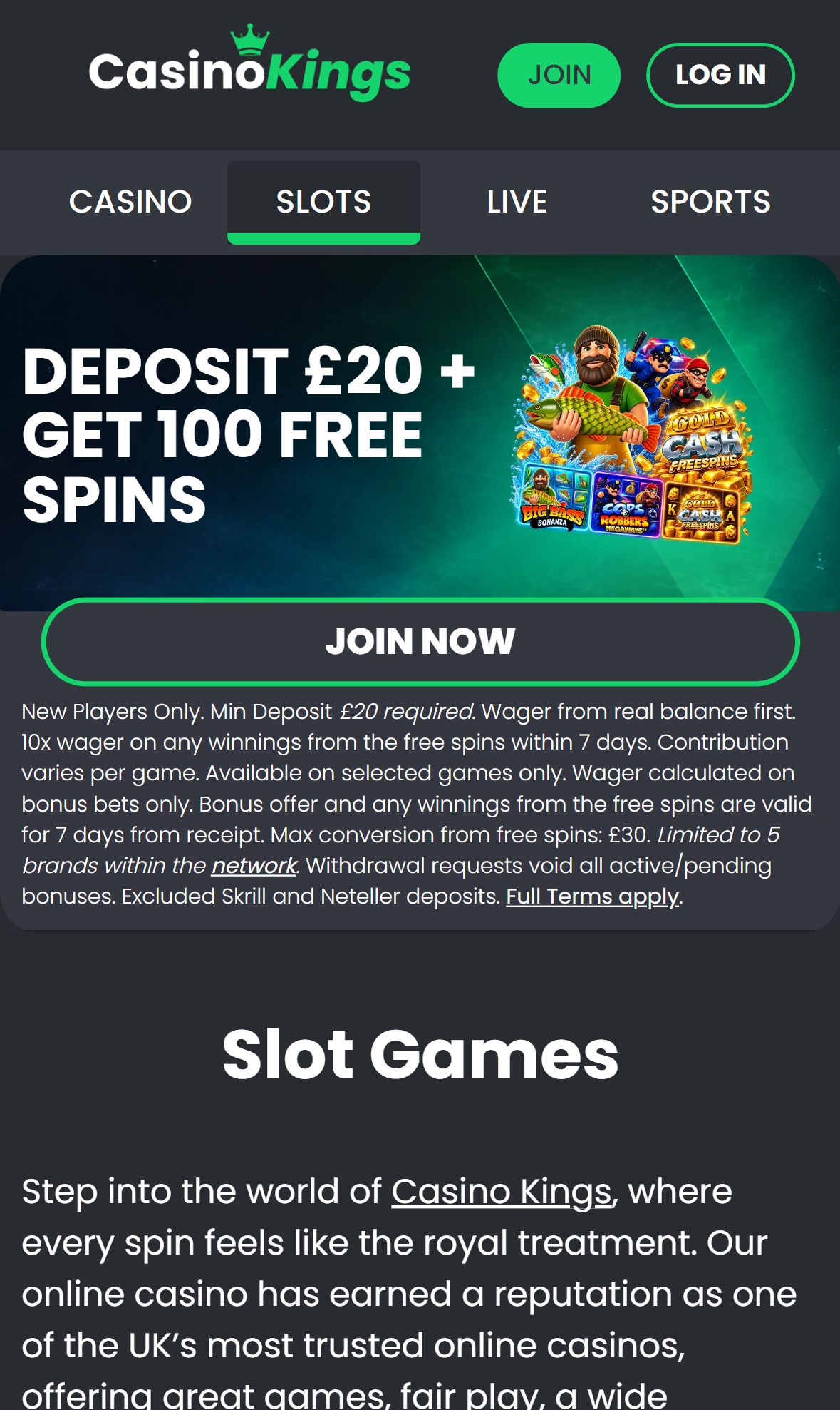 Casinokings — Lobby (Mobile)