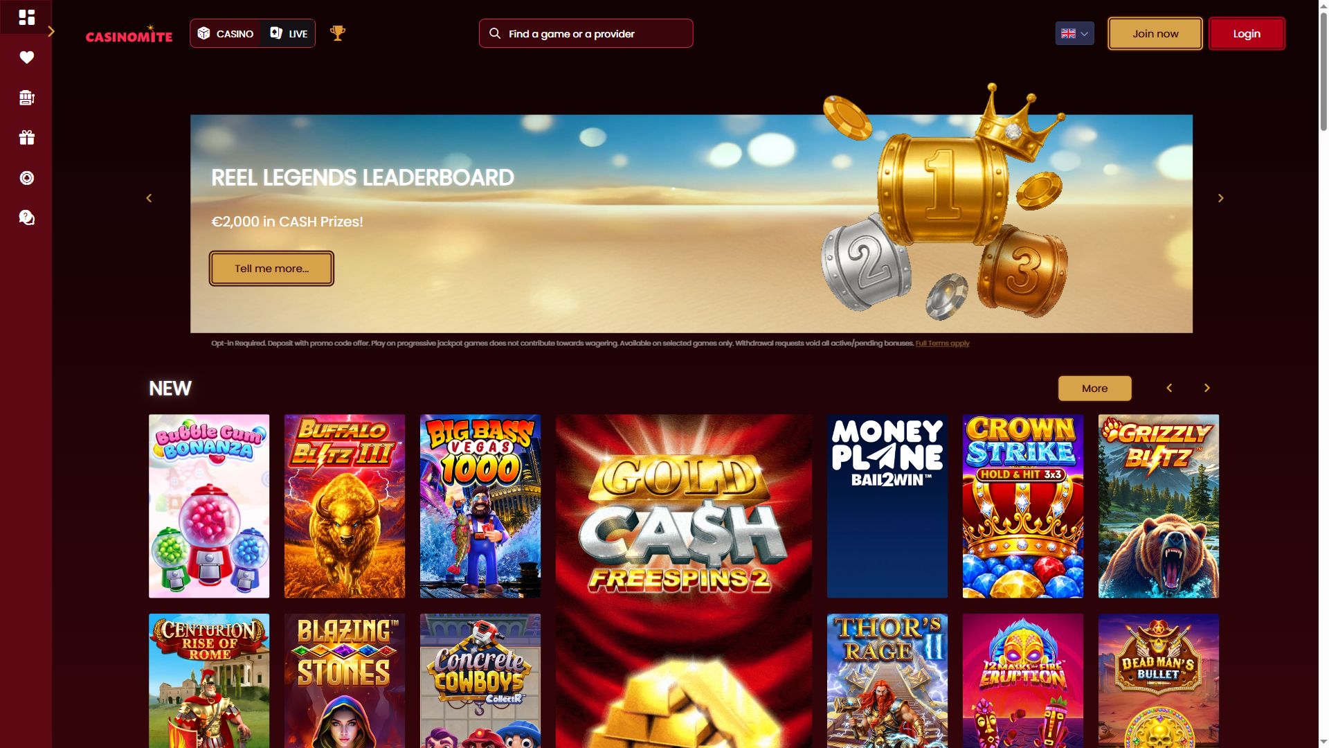 Casinomite — Homepage (Desktop)