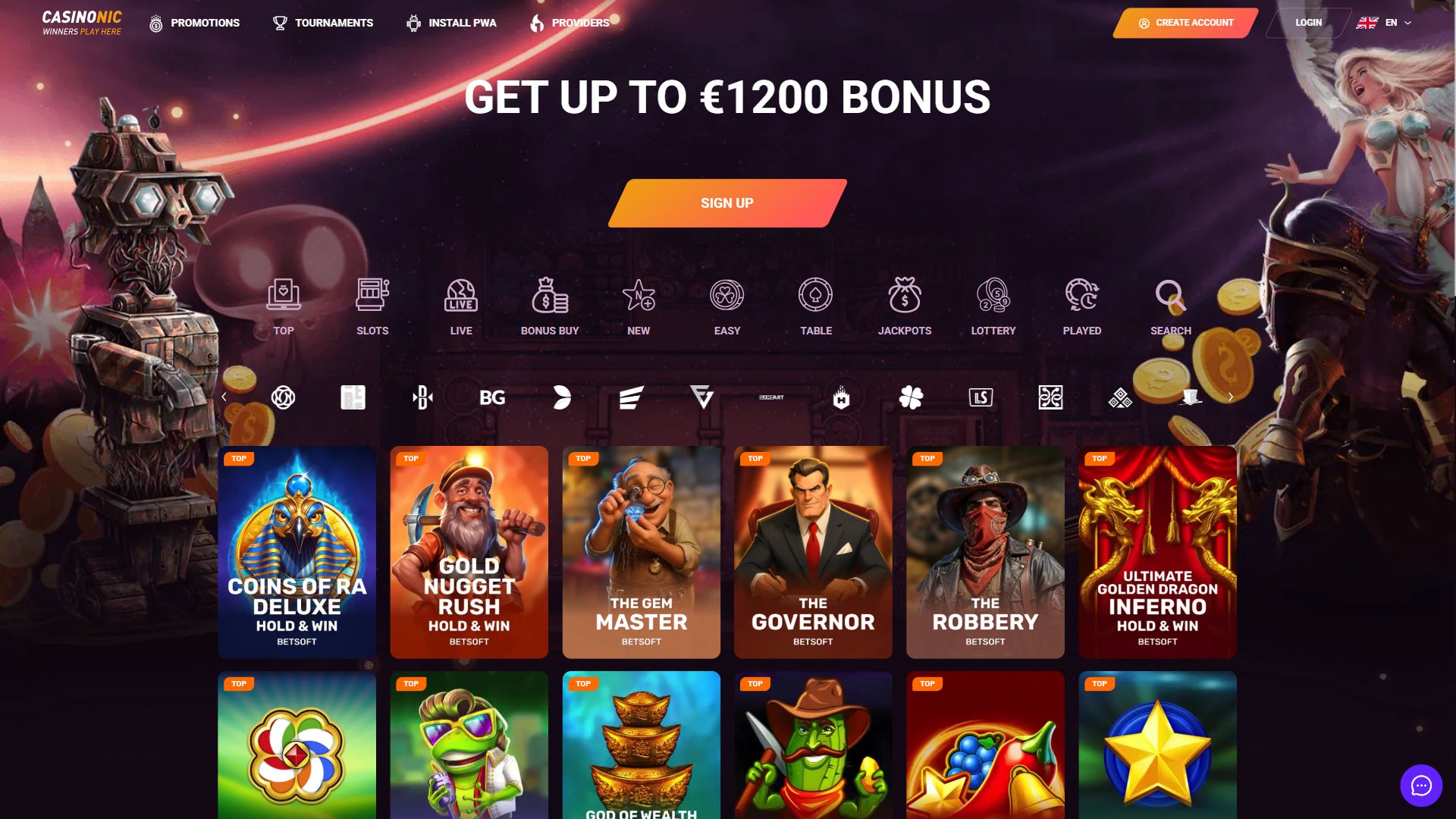 Casinonic — Lobby (Desktop)
