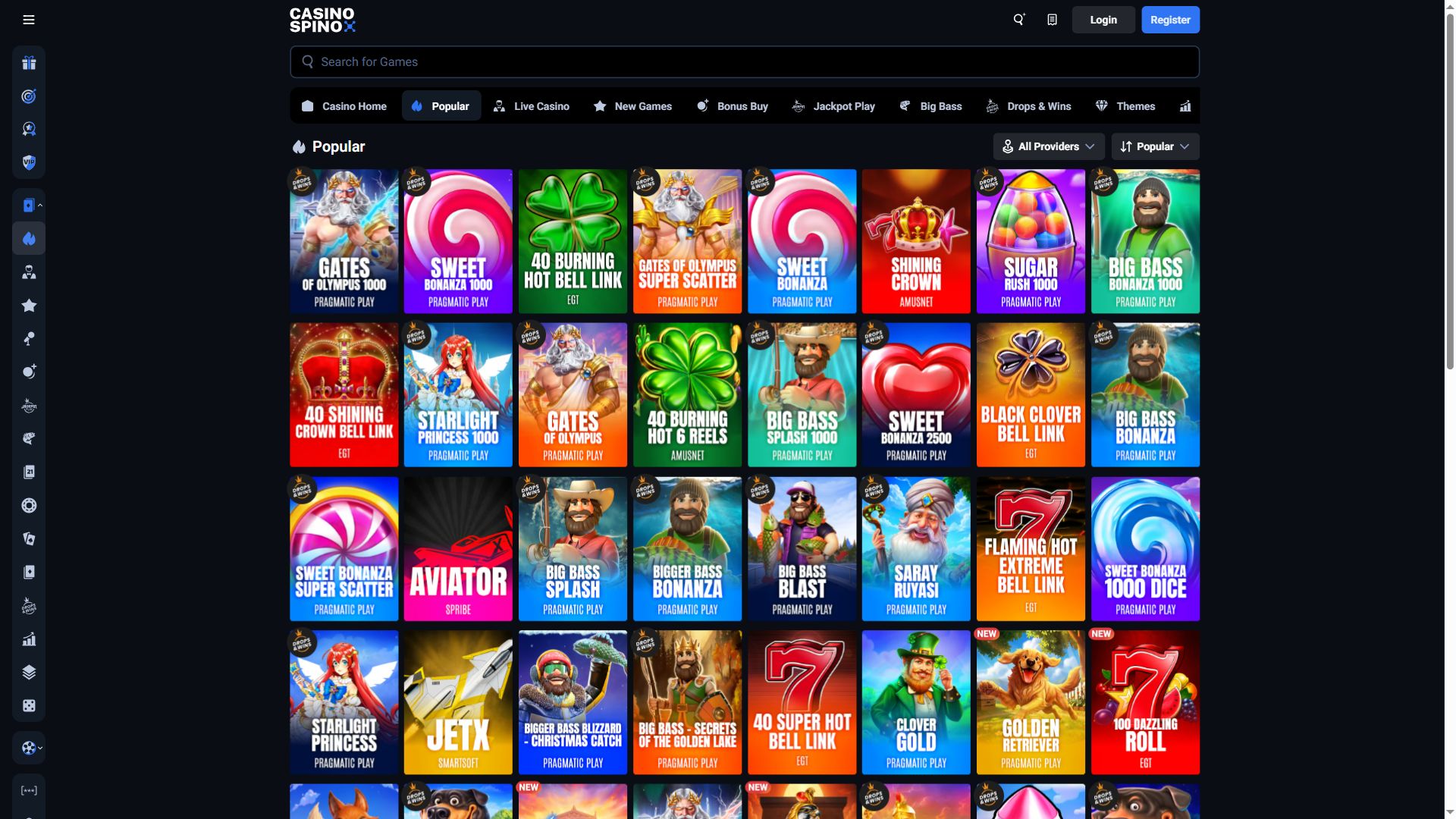 Casino Spino — Lobby (Desktop)