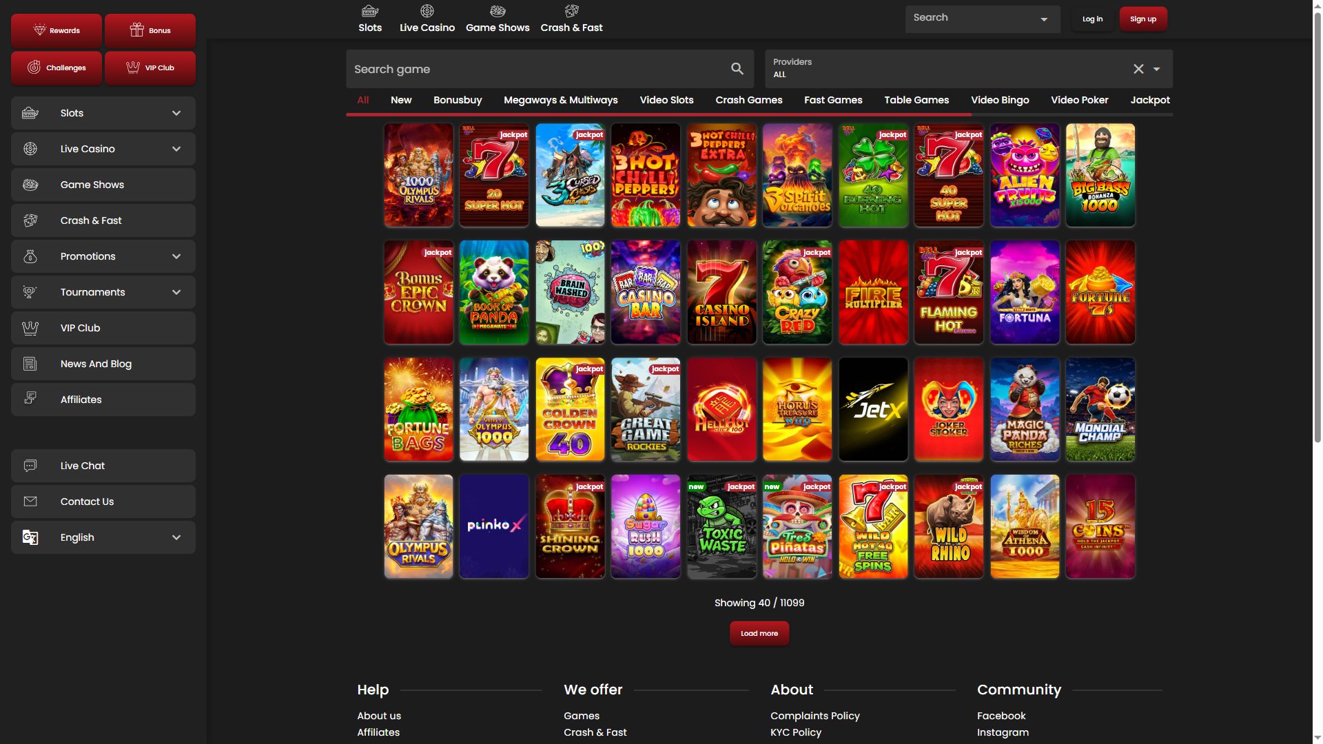 Casinostars — Lobby (Desktop)