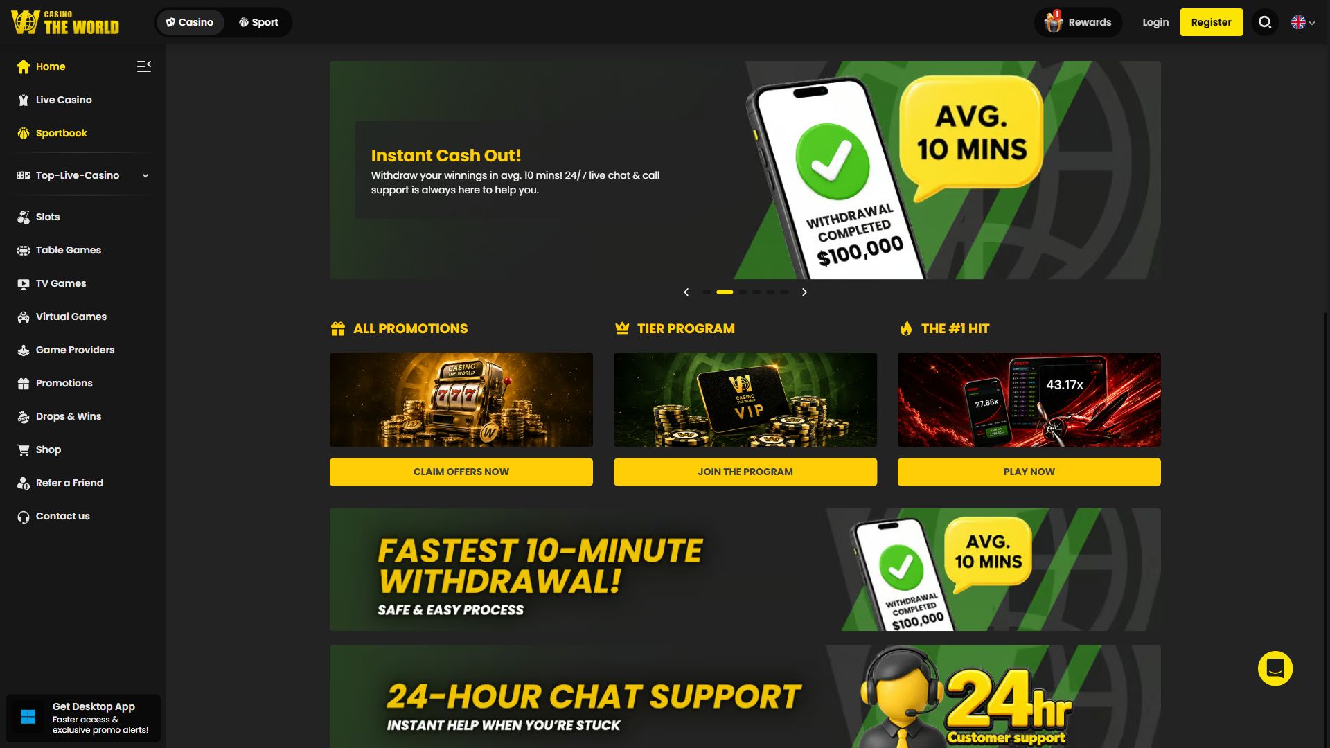 Casinotheworld — Homepage (Desktop)