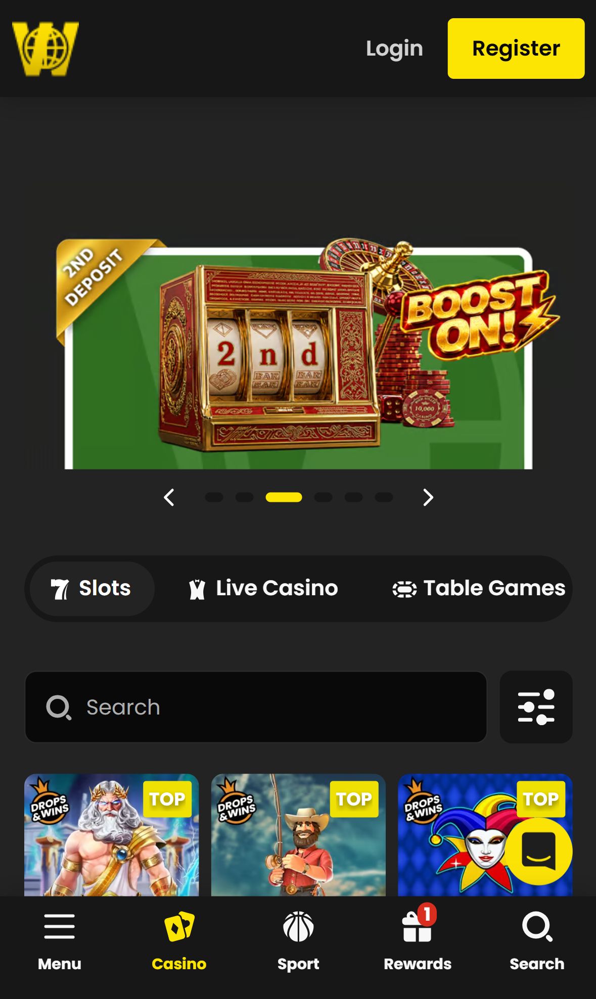 Casinotheworld — Lobby (Mobile)