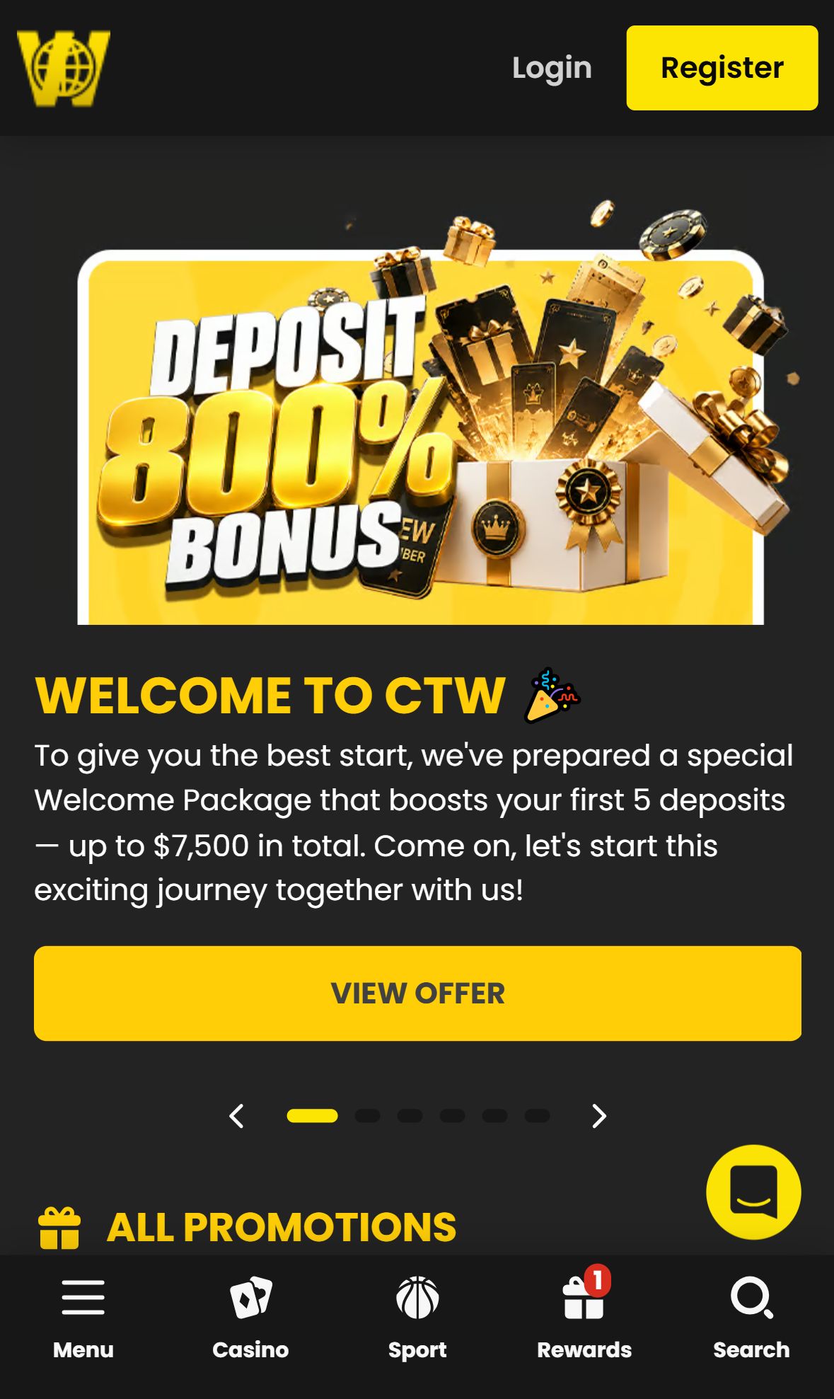 Casinotheworld — Homepage (Mobile)