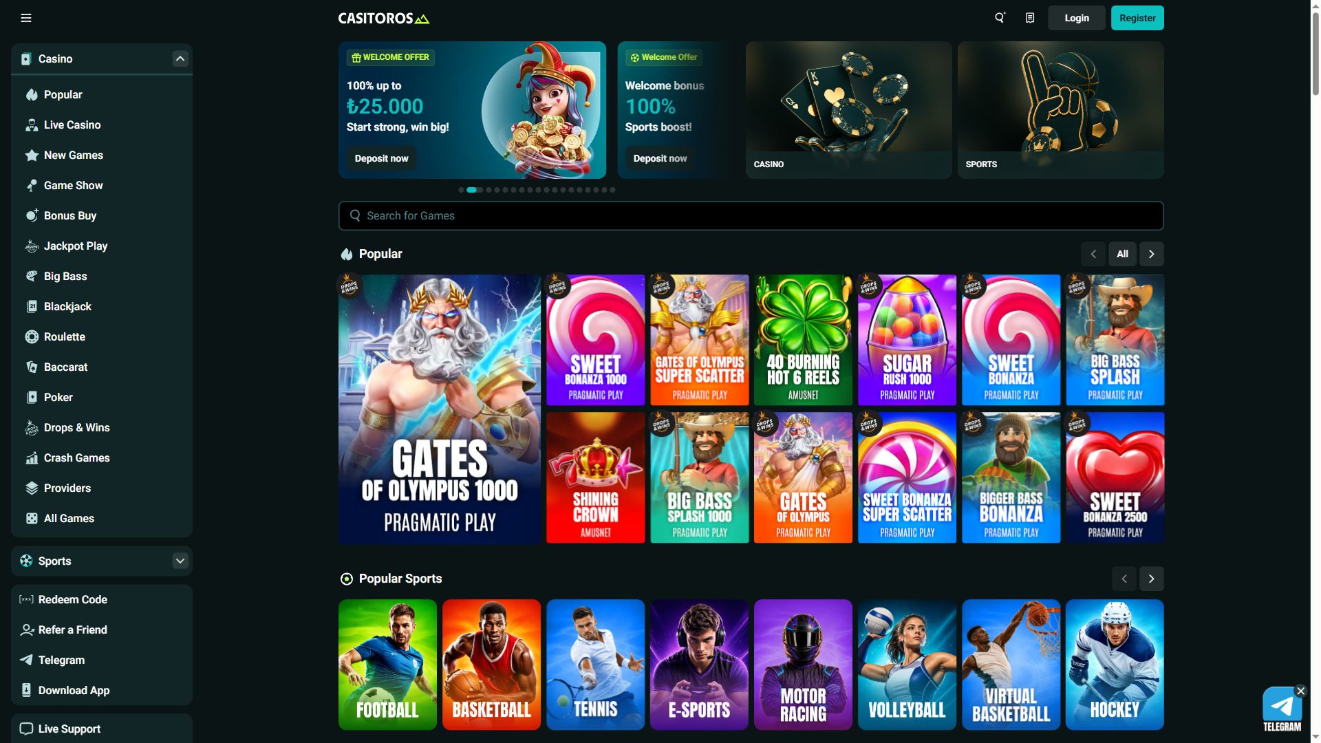 Casitoros — Homepage (Desktop)