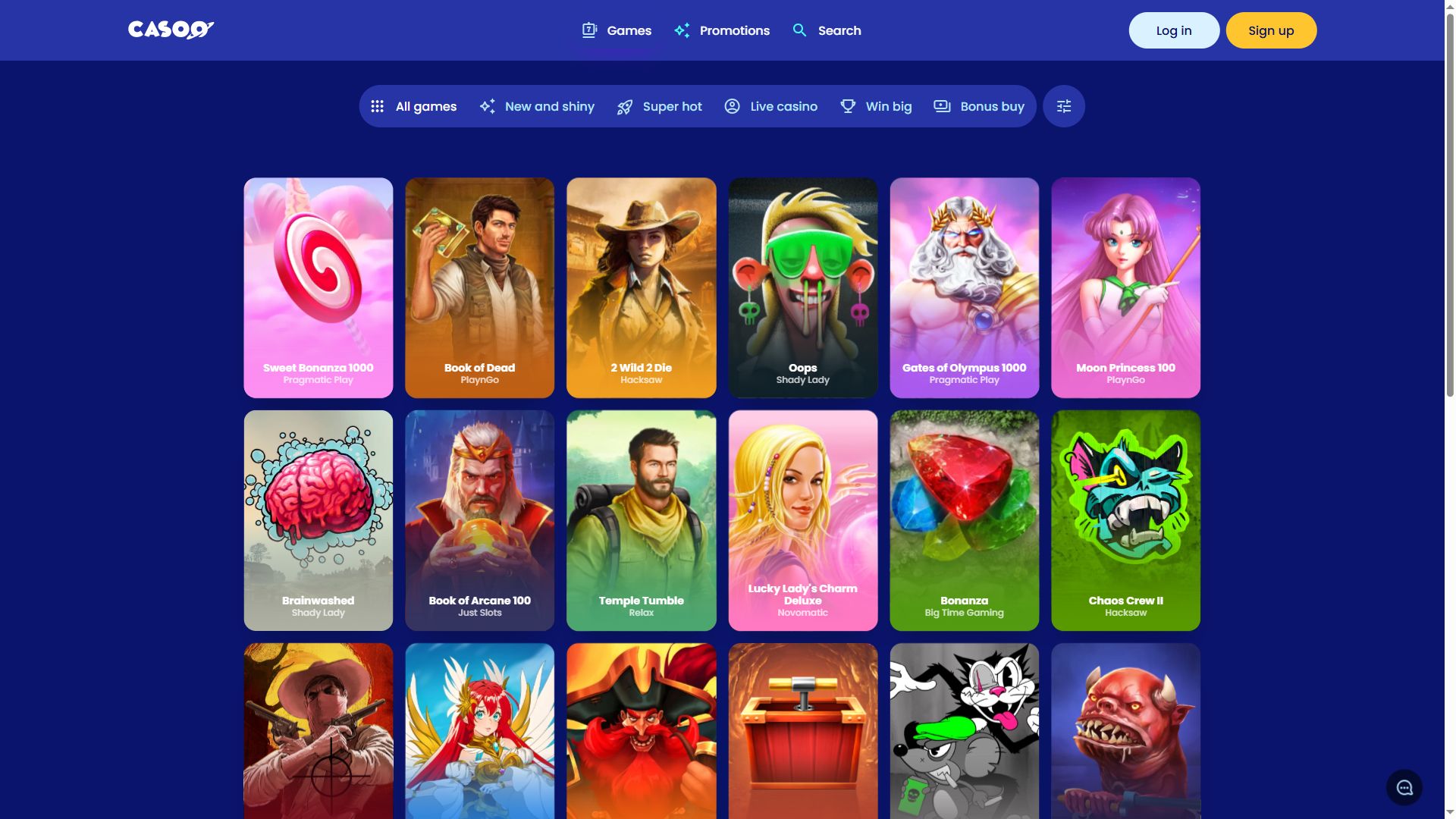 Casoo — Lobby (Desktop)