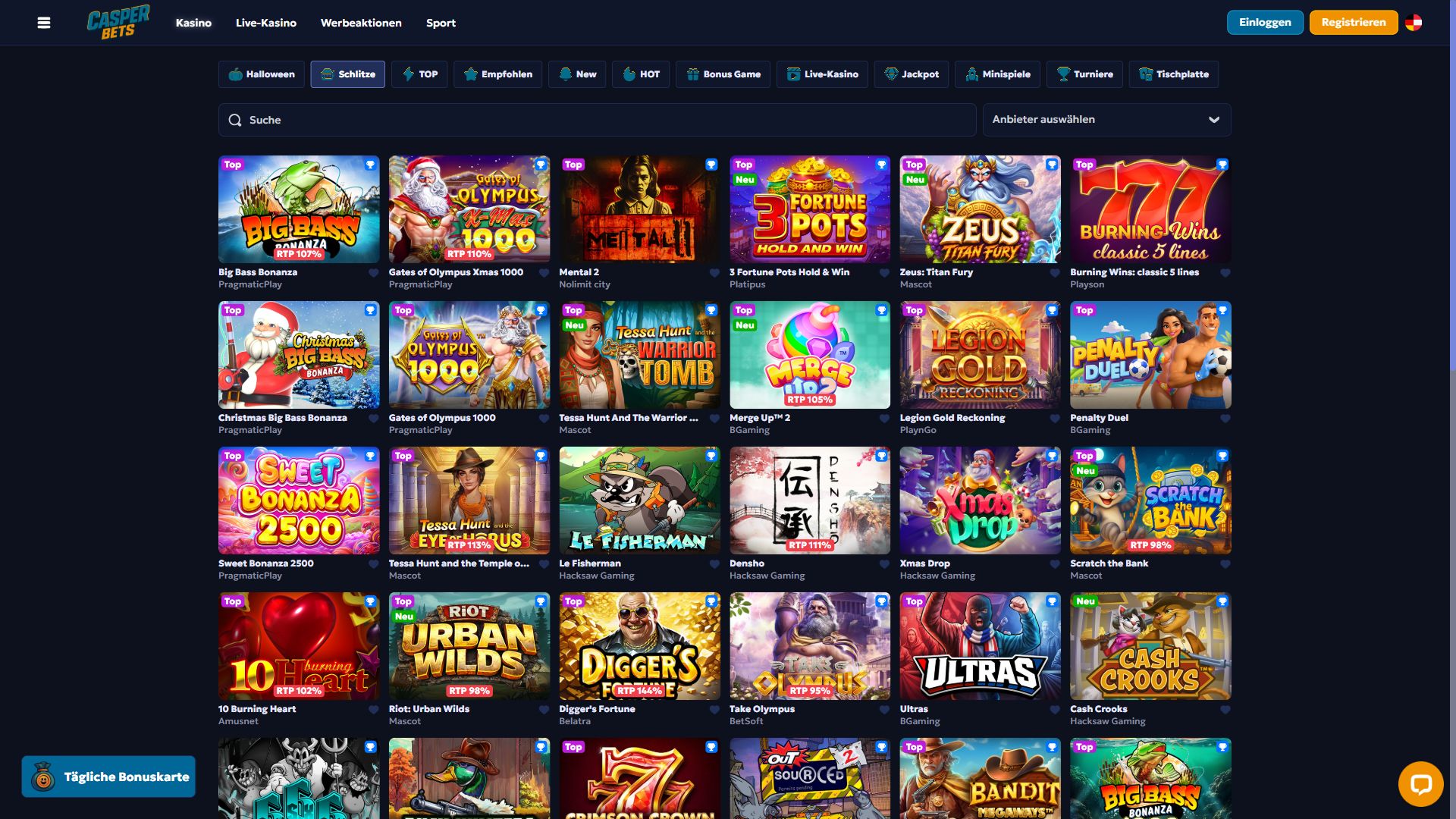 Casper Bets — Lobby (Desktop)