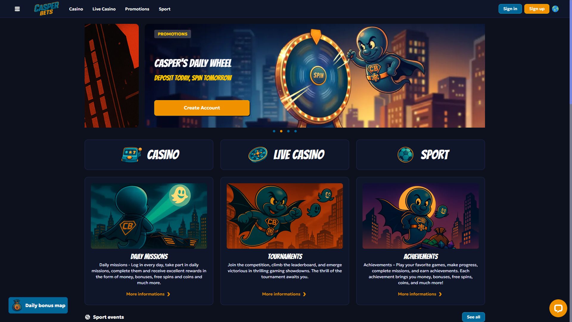 Casper Bets — Homepage (Desktop)