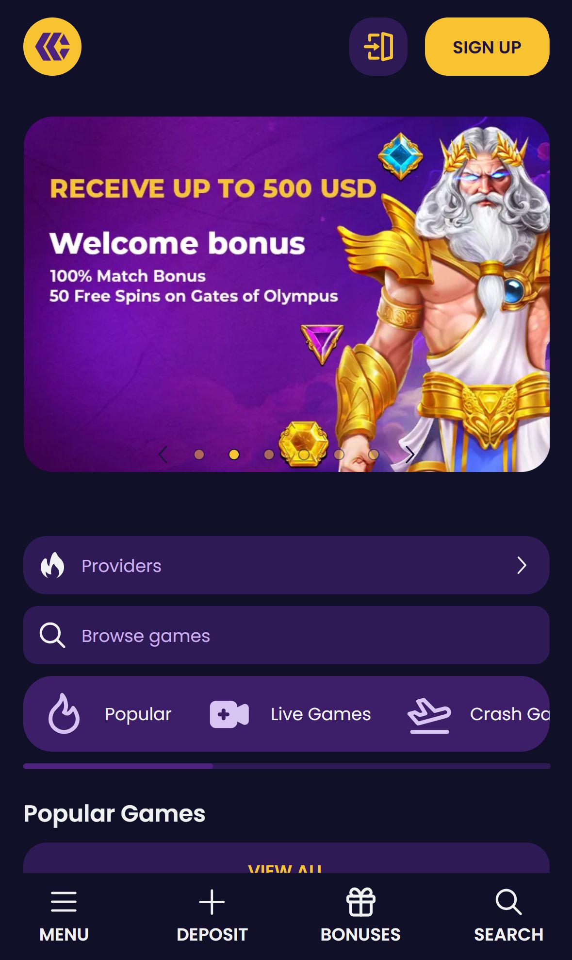 Cazzy Games — Homepage (Mobile)