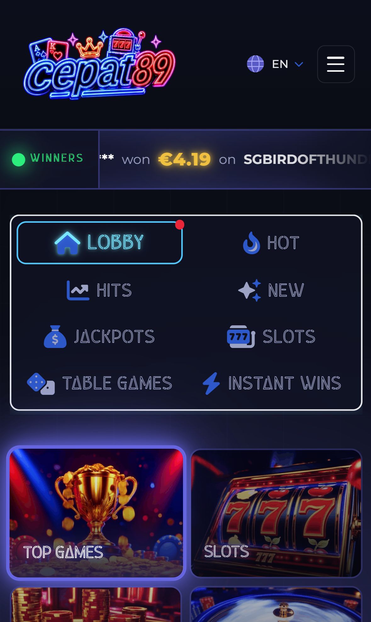 CEPAT89 — Homepage (Mobile)