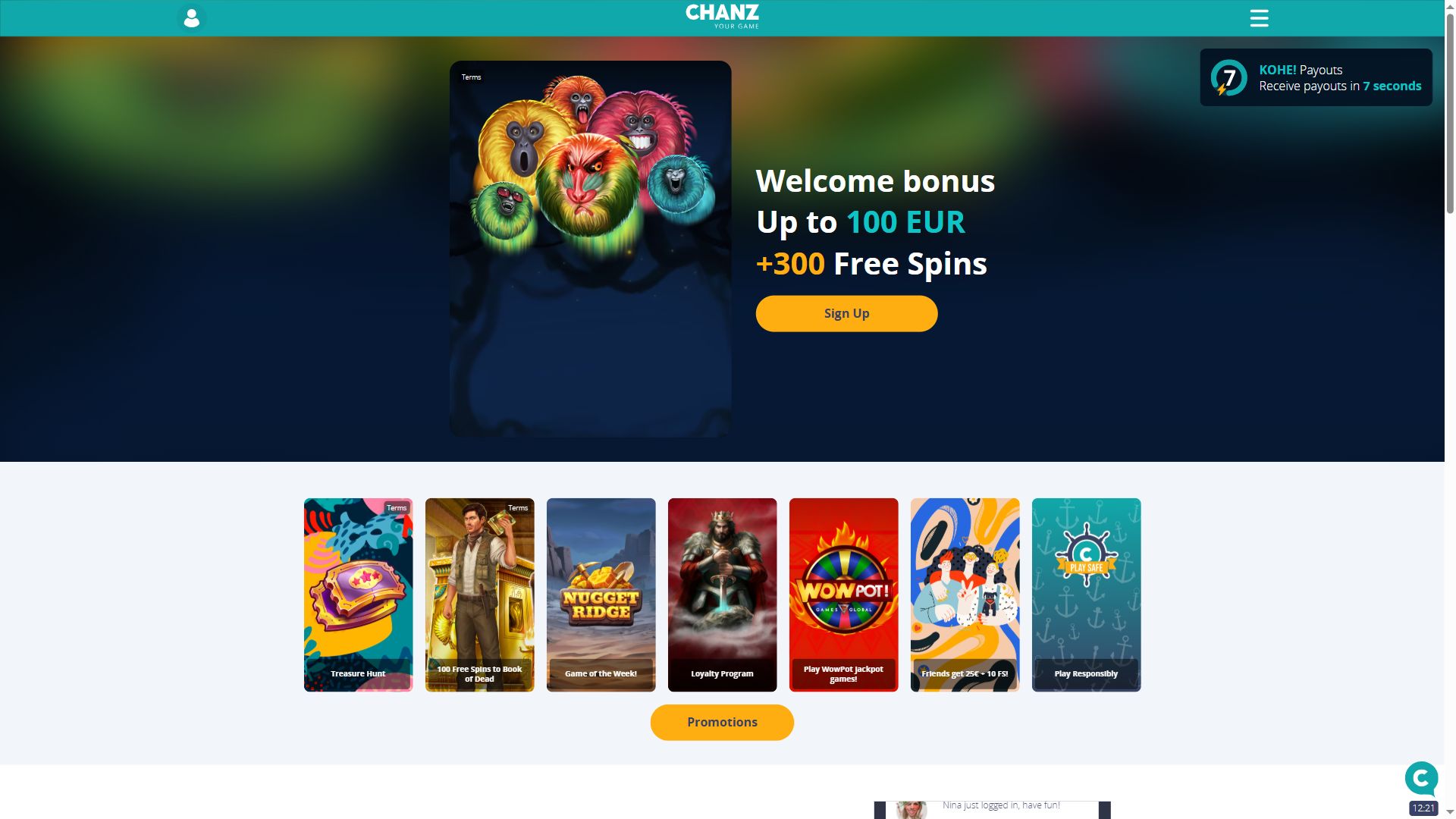 Chanz — Homepage (Desktop)