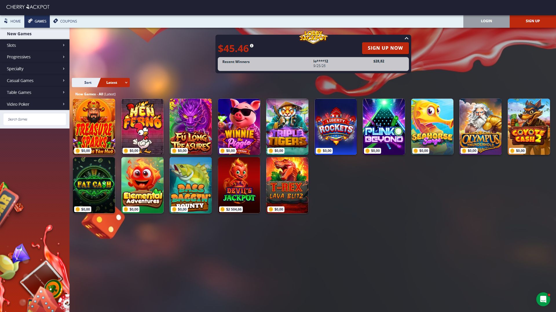 Cherry Jackpot — Lobby (Desktop)
