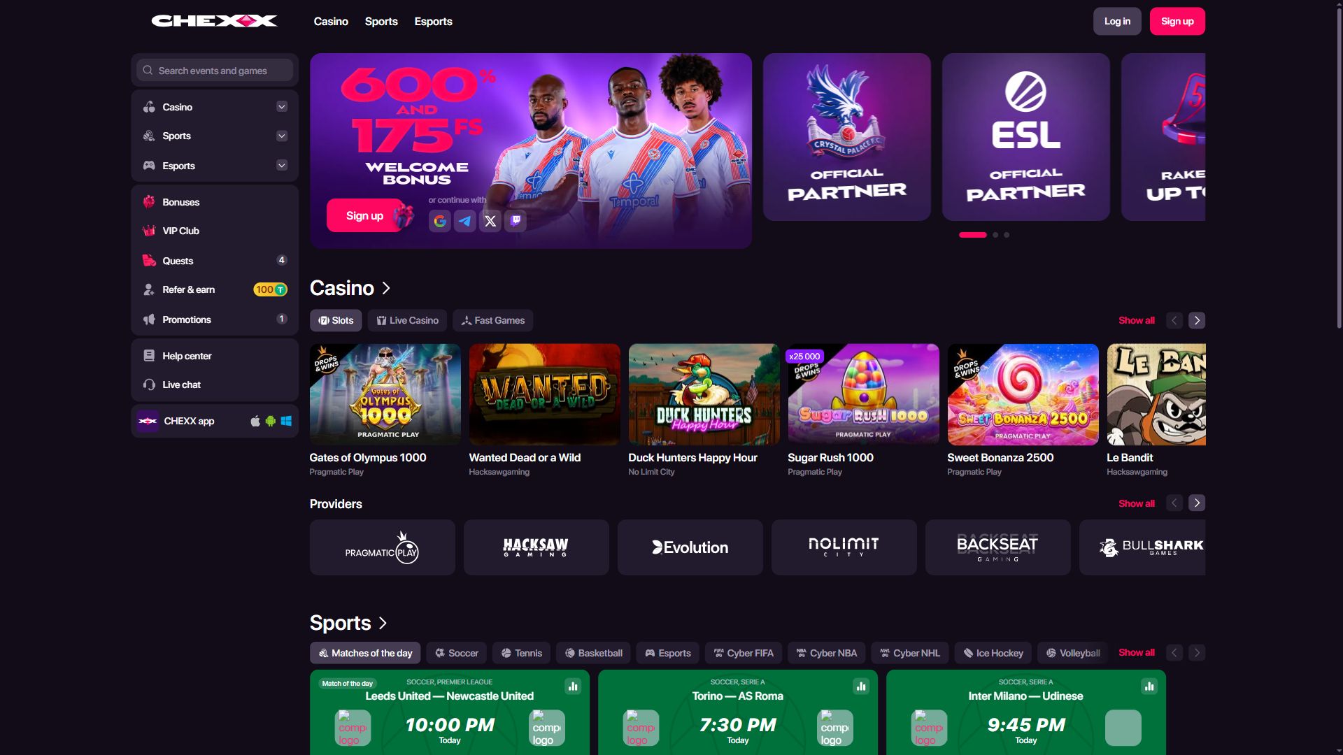 Chexx — Homepage (Desktop)