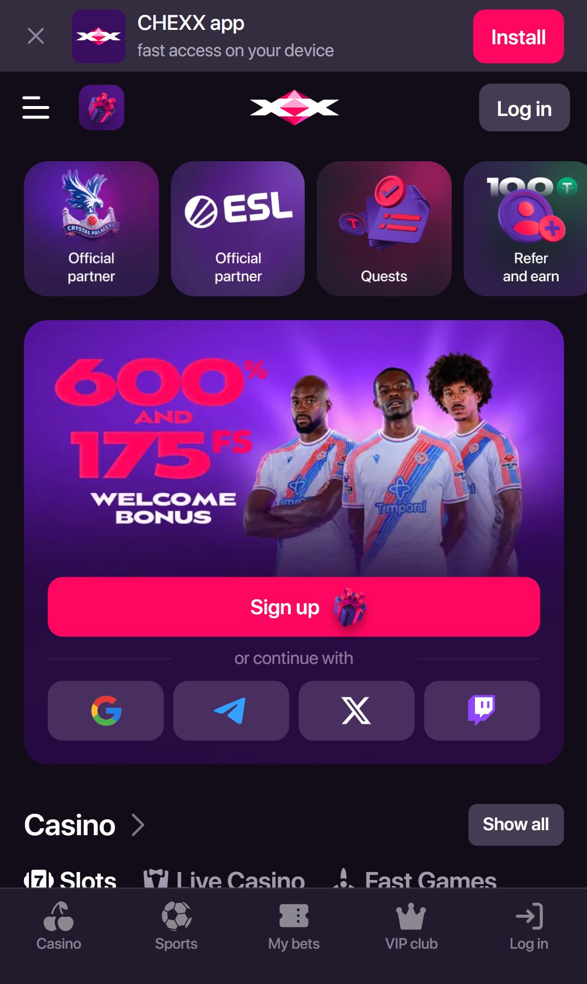 Chexx — Homepage (Mobile)