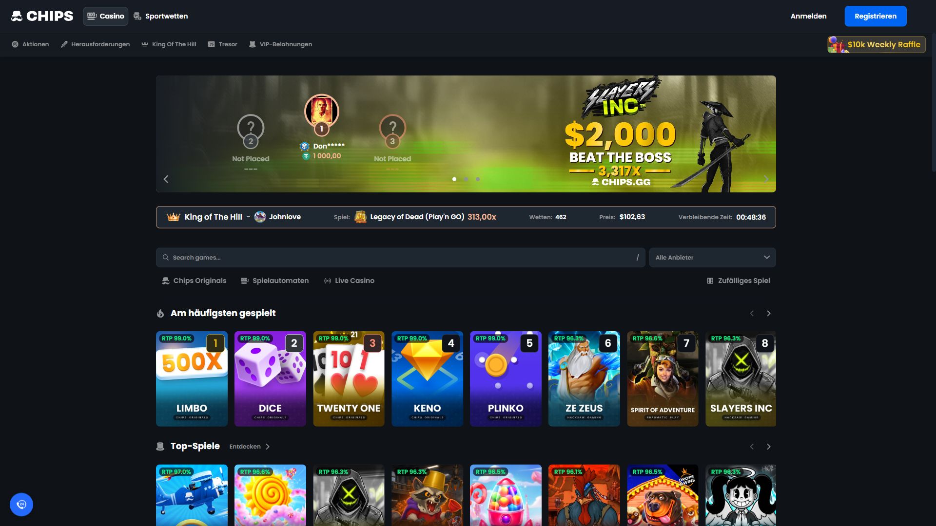 Chips.gg — Startseite (Desktop)