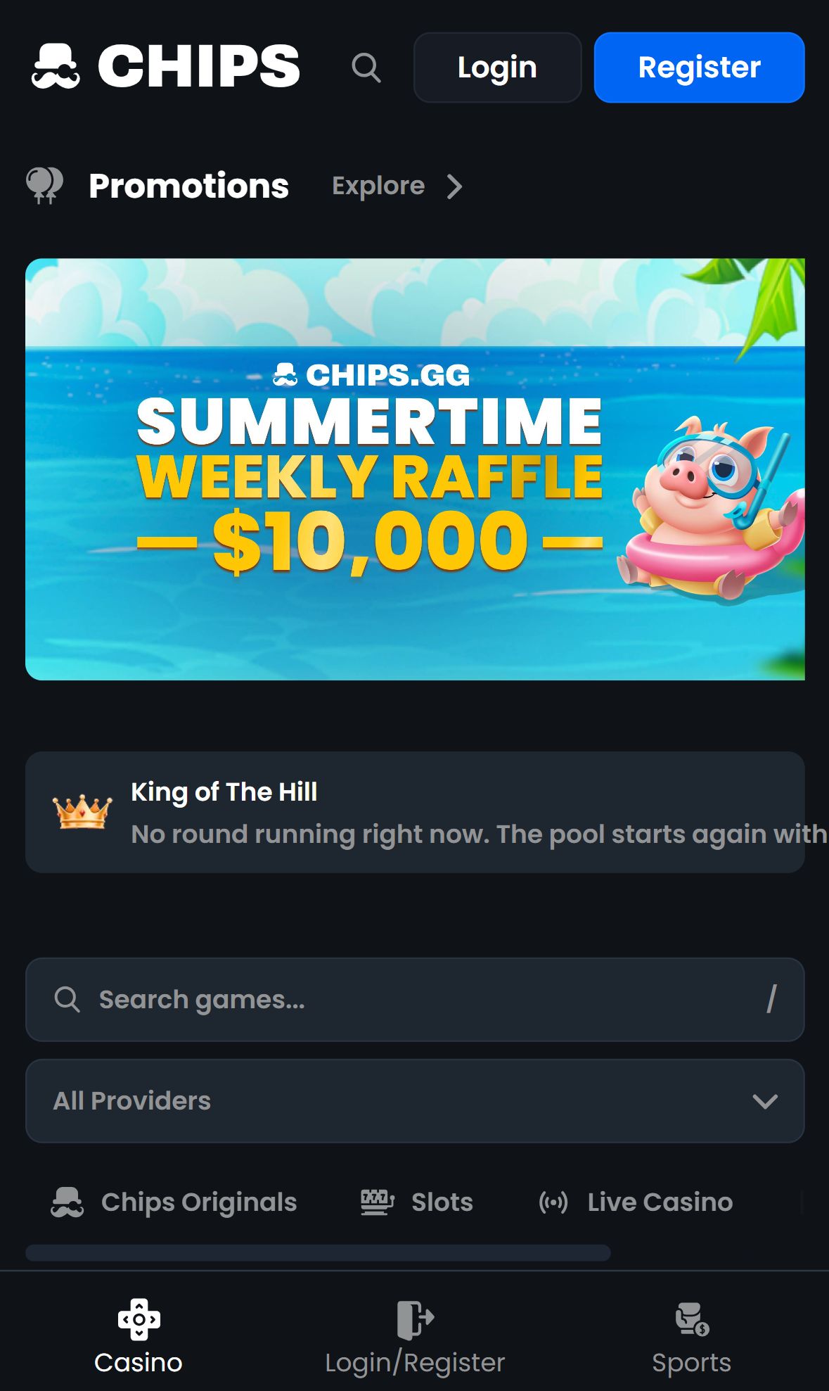 Chips.gg — Homepage (Mobile)