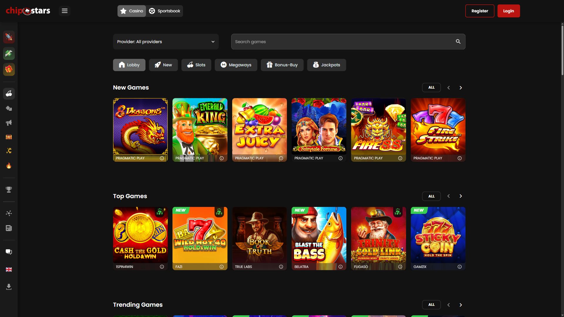 Chipstars — Lobby (Desktop)