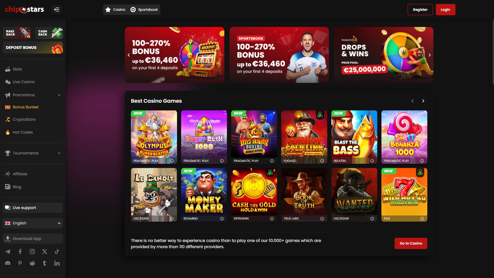 Chipstars — Homepage (Desktop)